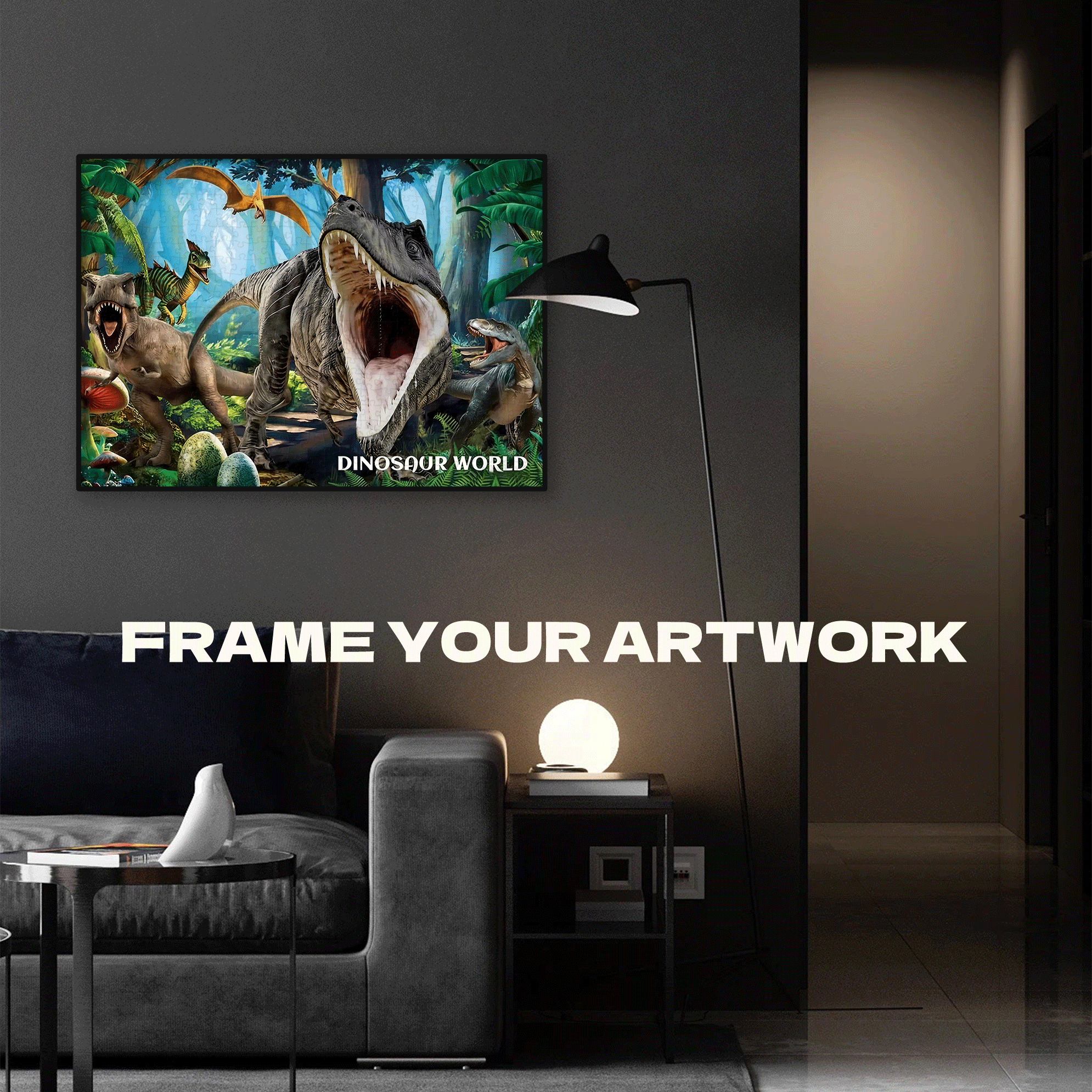 Fierce Tyrannosaurus 500pcs/1000pcs Jigsaw Puzzle, Scratch-Resistant, Interactive Family Game & Brain-Boosting DIY Decor, Perfect for Halloween, Christmas & New Year Gifts, Family Puzzle Game
