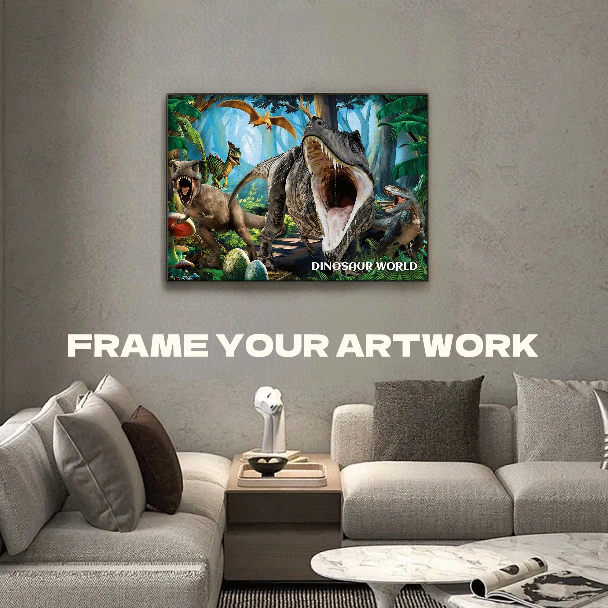Fierce Tyrannosaurus 500pcs/1000pcs Jigsaw Puzzle, Scratch-Resistant, Interactive Family Game & Brain-Boosting DIY Decor, Perfect for Halloween, Christmas & New Year Gifts, Family Puzzle Game