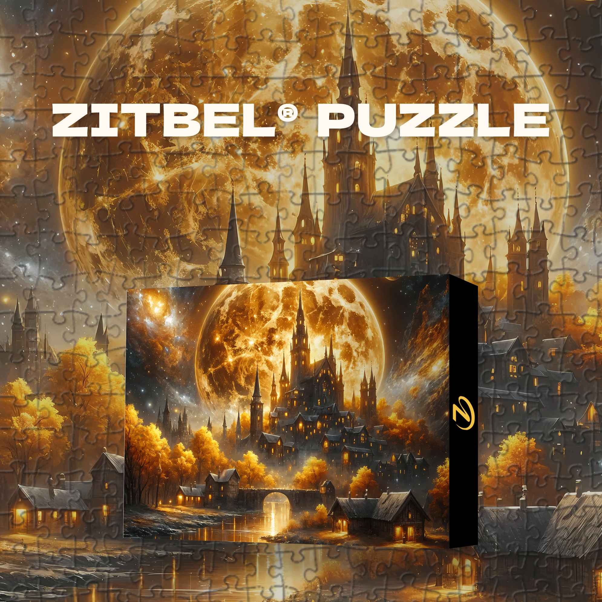 Full Moon Sci-Fi Night 500pcs/1000pcs Jigsaw Puzzle, Scratch-Resistant, Interactive Family Game & Brain-Boosting DIY Decor, Perfect for Halloween, Christmas & New Year Gifts, Family Puzzle Game