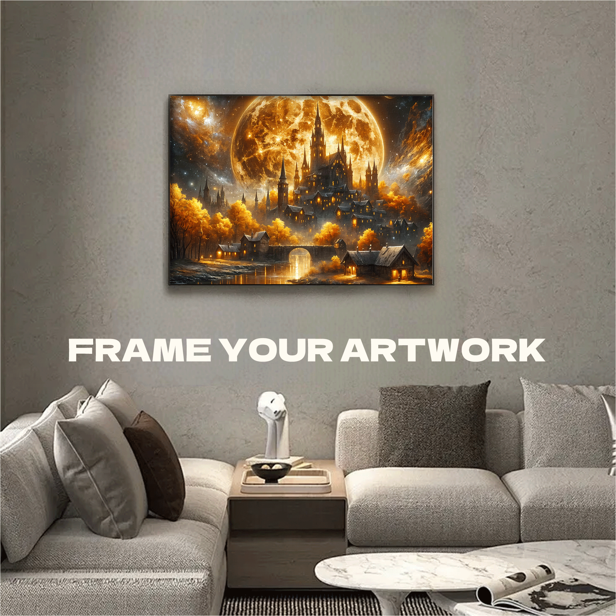 Full Moon Sci-Fi Night 500pcs/1000pcs Jigsaw Puzzle, Scratch-Resistant, Interactive Family Game & Brain-Boosting DIY Decor, Perfect for Halloween, Christmas & New Year Gifts, Family Puzzle Game