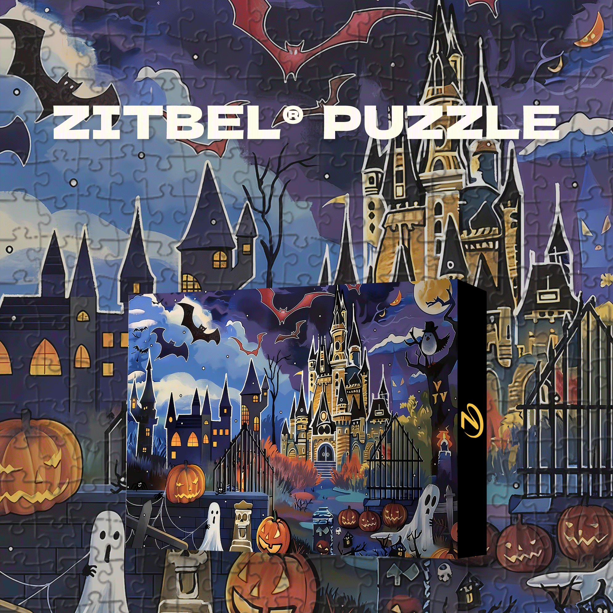 Ghosts Are On The Loose 2 500pcs/1000pcs Jigsaw Puzzle, Scratch-Resistant, Interactive Family Game & Brain-Boosting DIY Decor, Perfect for Halloween, Christmas & New Year Gifts, Family Puzzle Game
