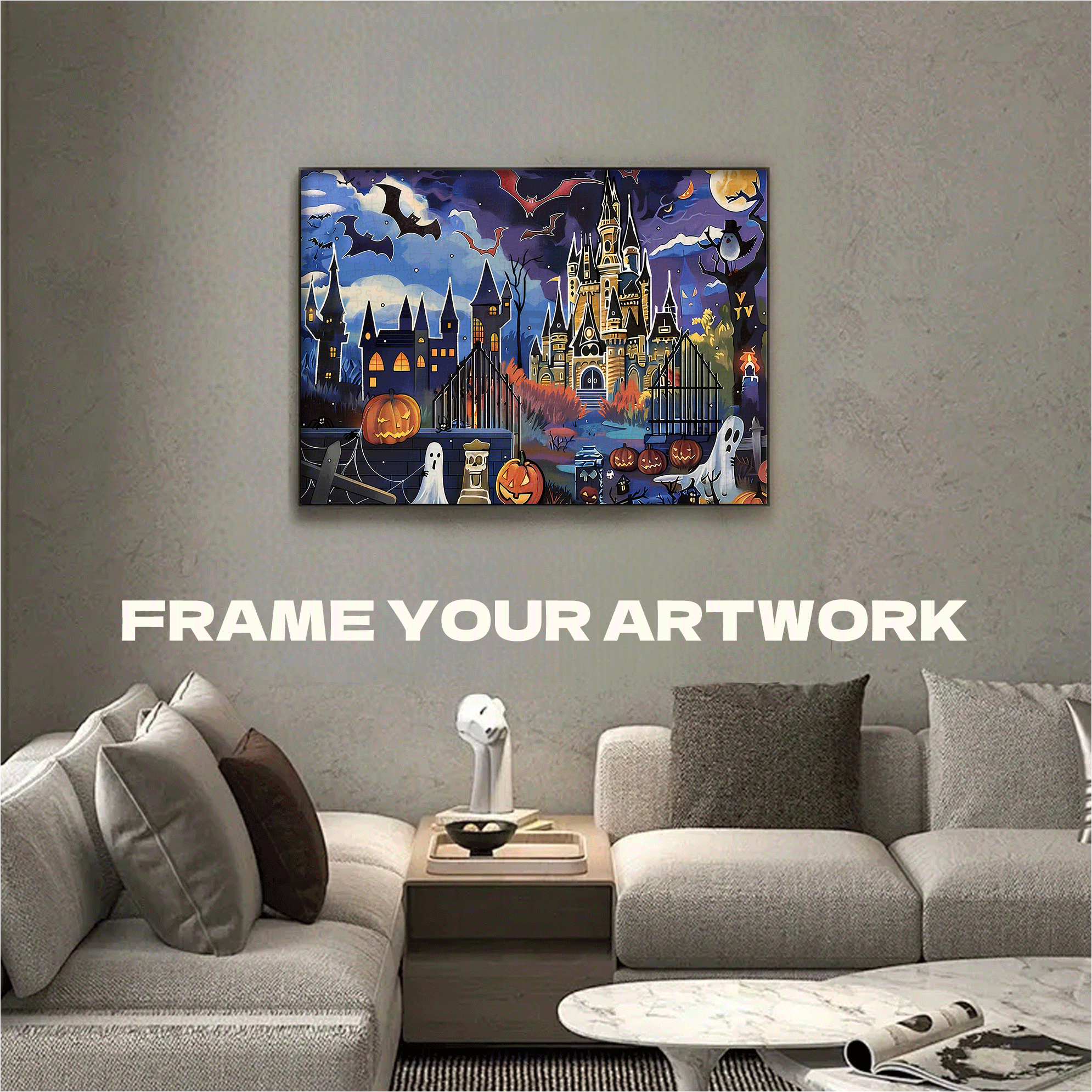 Ghosts Are On The Loose 2 500pcs/1000pcs Jigsaw Puzzle, Scratch-Resistant, Interactive Family Game & Brain-Boosting DIY Decor, Perfect for Halloween, Christmas & New Year Gifts, Family Puzzle Game