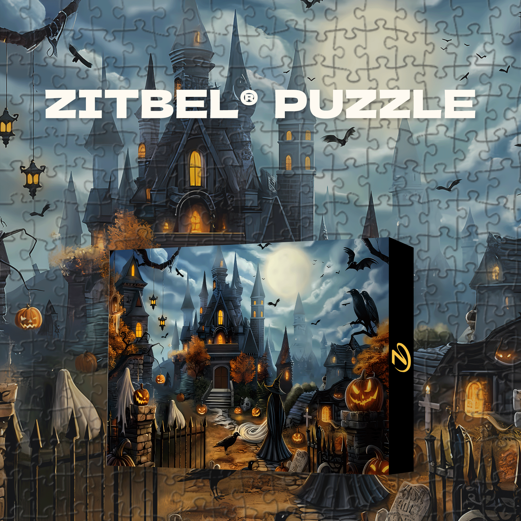 Halloween Witches On A Full Moon Night 500pcs/1000pcs Jigsaw Puzzle, Scratch-Resistant, Interactive Family Game & Brain-Boosting DIY Decor, Perfect for Halloween, Christmas & New Year Gifts, Family Puzzle Game