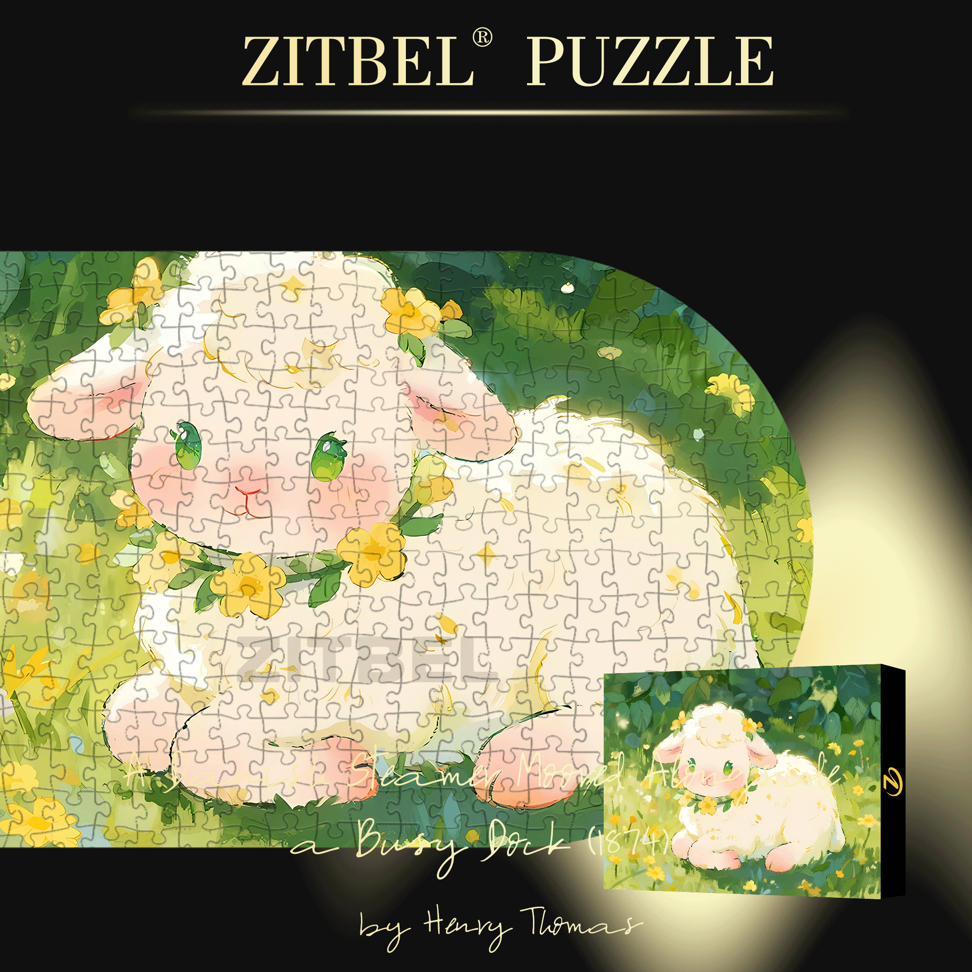 Cute Little Lamb 500pcs/1000pcs Jigsaw Puzzle, Scratch-Resistant, Interactive Family Game & Brain-Boosting DIY Decor, Perfect for Halloween, Christmas & New Year Gifts, Family Puzzle Game