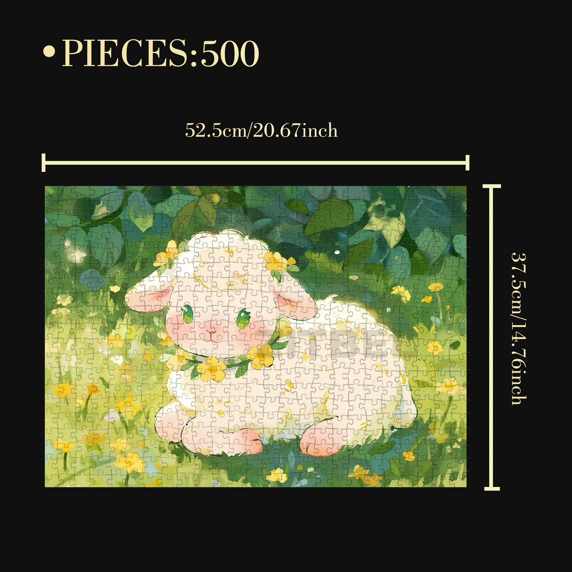 Cute Little Lamb 500pcs/1000pcs Jigsaw Puzzle, Scratch-Resistant, Interactive Family Game & Brain-Boosting DIY Decor, Perfect for Halloween, Christmas & New Year Gifts, Family Puzzle Game