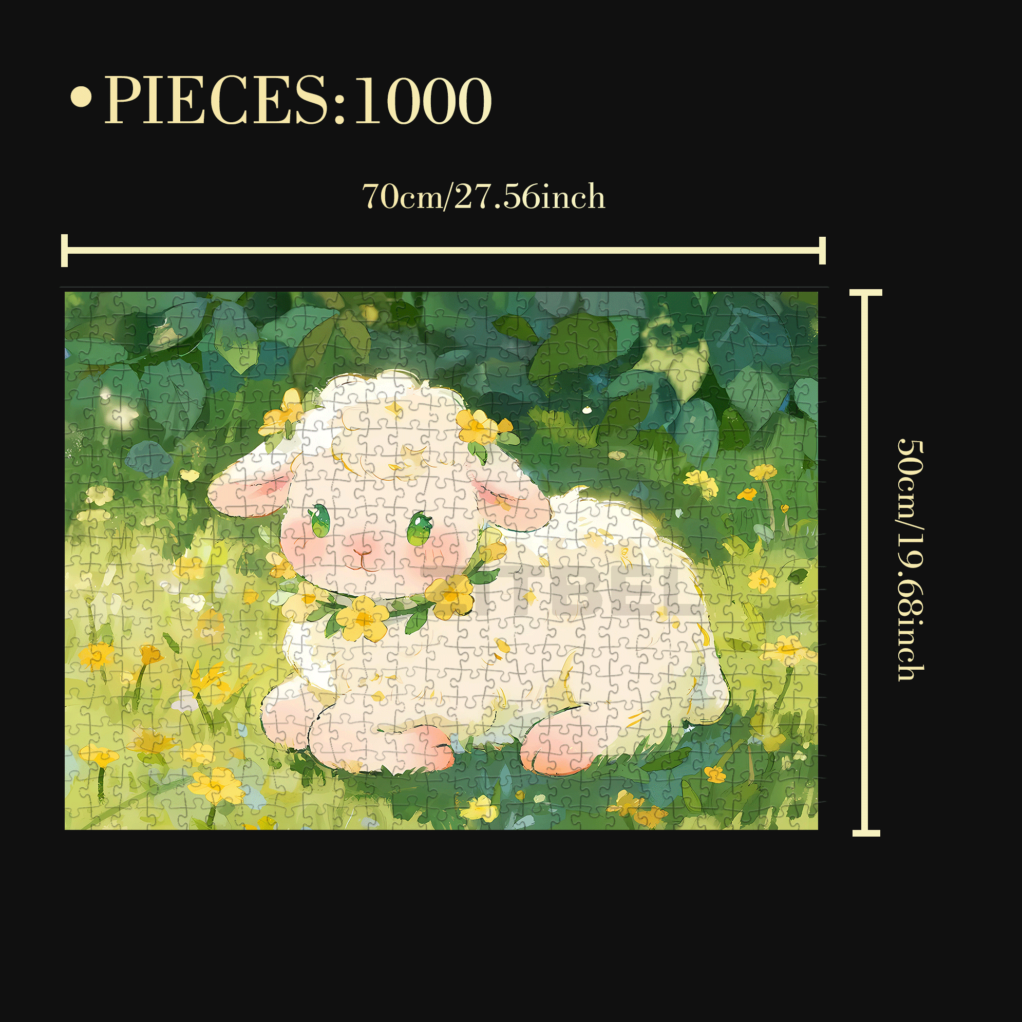 Cute Little Lamb 500pcs/1000pcs Jigsaw Puzzle, Scratch-Resistant, Interactive Family Game & Brain-Boosting DIY Decor, Perfect for Halloween, Christmas & New Year Gifts, Family Puzzle Game