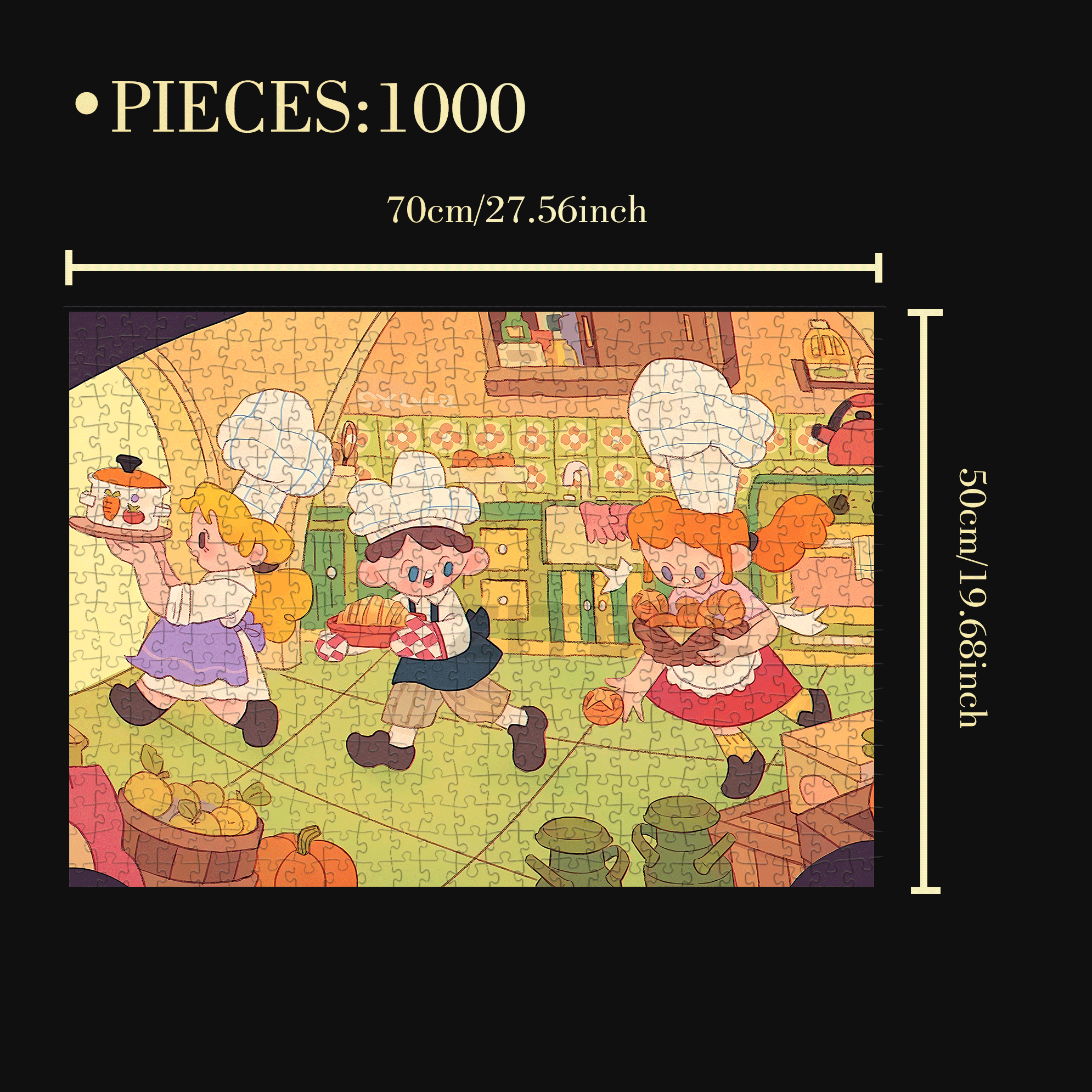 Dinner Is Served 500pcs/1000pcs Jigsaw Puzzle, Scratch-Resistant, Interactive Family Game & Brain-Boosting DIY Decor, Perfect for Halloween, Christmas & New Year Gifts, Family Puzzle Game