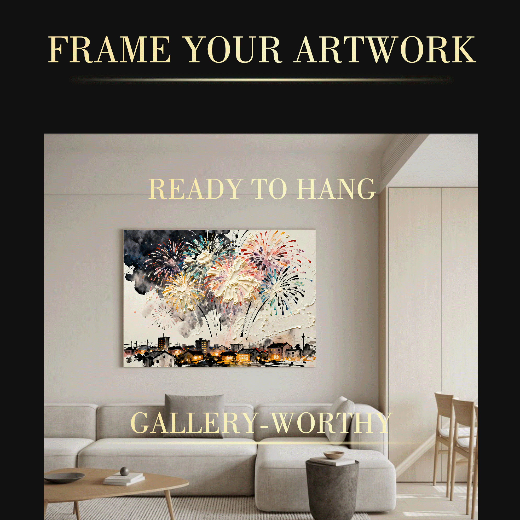 Fireworks-Textured Painting 500pcs/1000pcs Jigsaw Puzzle, Scratch-Resistant, Interactive Family Game & Brain-Boosting DIY Decor, Perfect for Halloween, Christmas & New Year Gifts, Family Puzzle Game