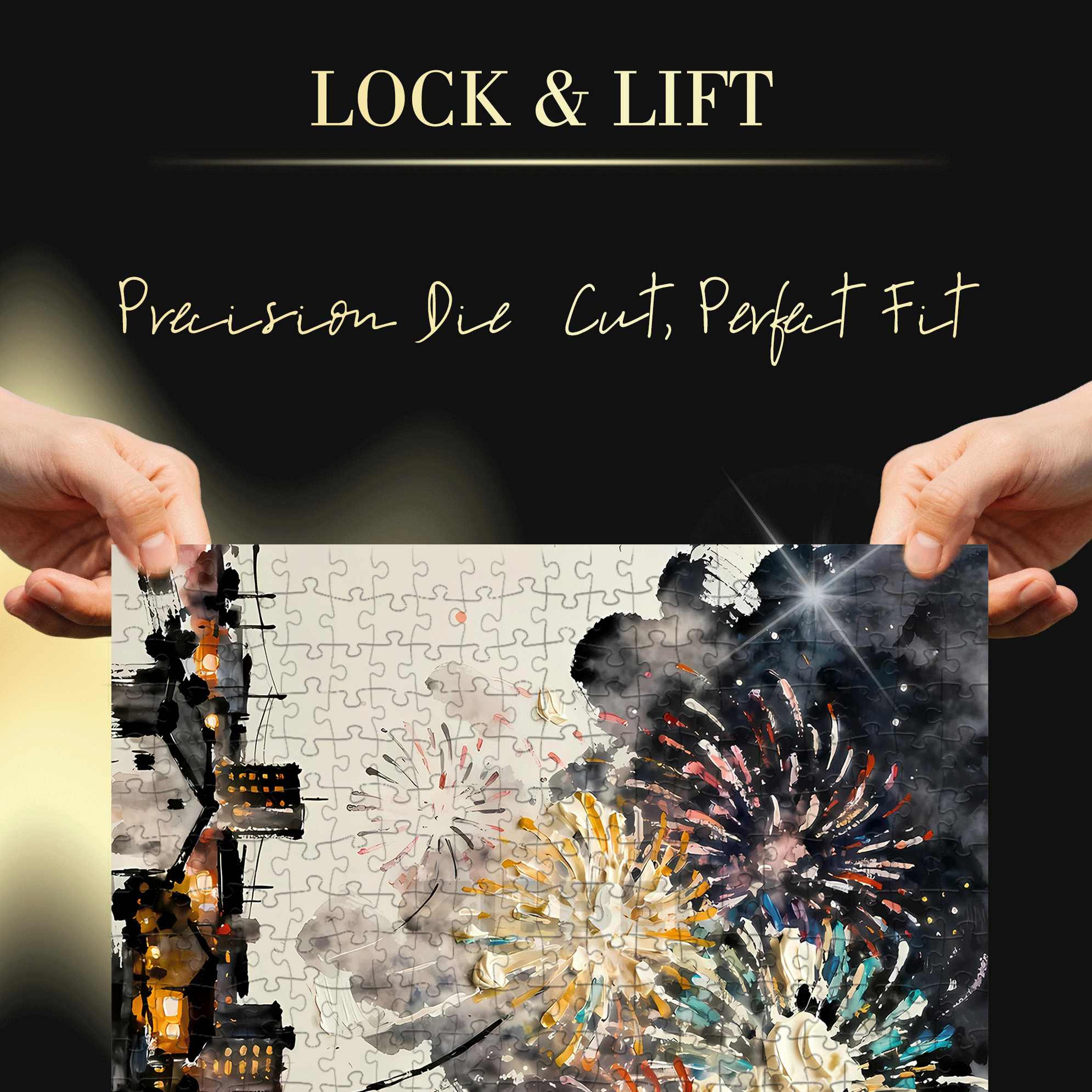 Fireworks-Textured Painting 500pcs/1000pcs Jigsaw Puzzle, Scratch-Resistant, Interactive Family Game & Brain-Boosting DIY Decor, Perfect for Halloween, Christmas & New Year Gifts, Family Puzzle Game