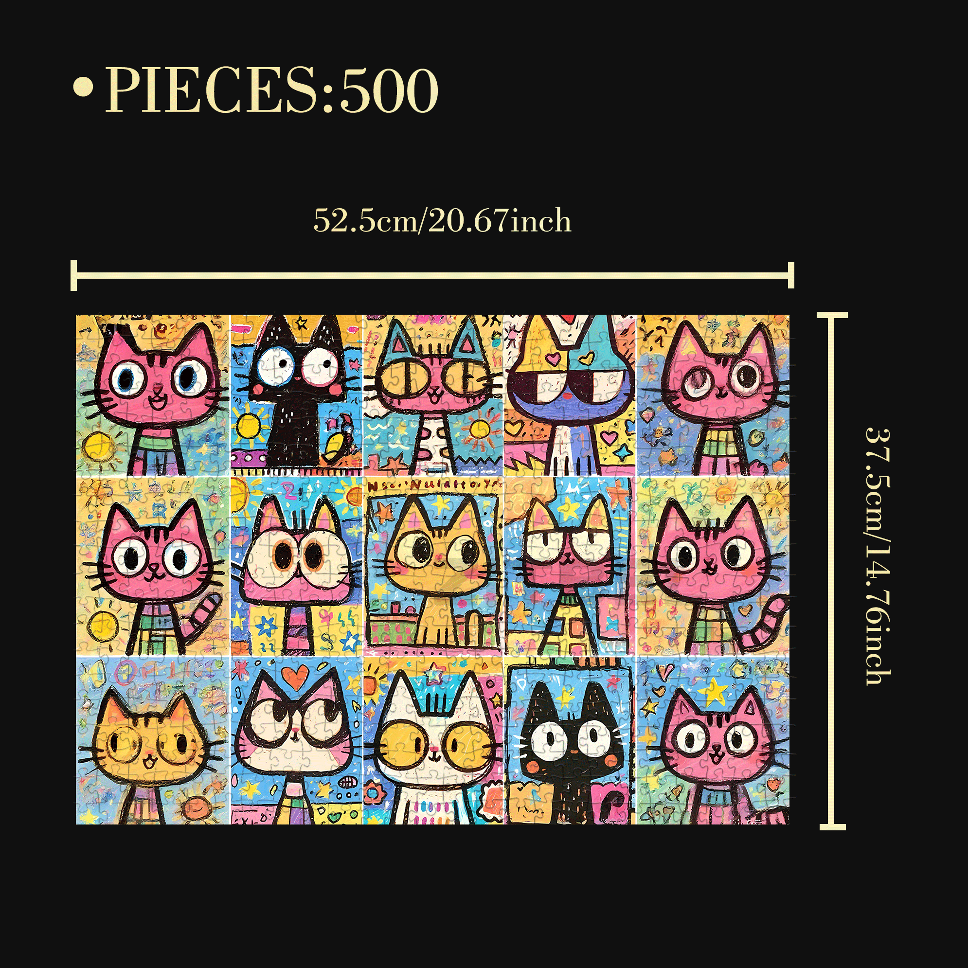 Funny Cat Stamp Collecting 500pcs/1000pcs Jigsaw Puzzle, Scratch-Resistant, Interactive Family Game & Brain-Boosting DIY Decor, Perfect for Halloween, Christmas & New Year Gifts, Family Puzzle Game