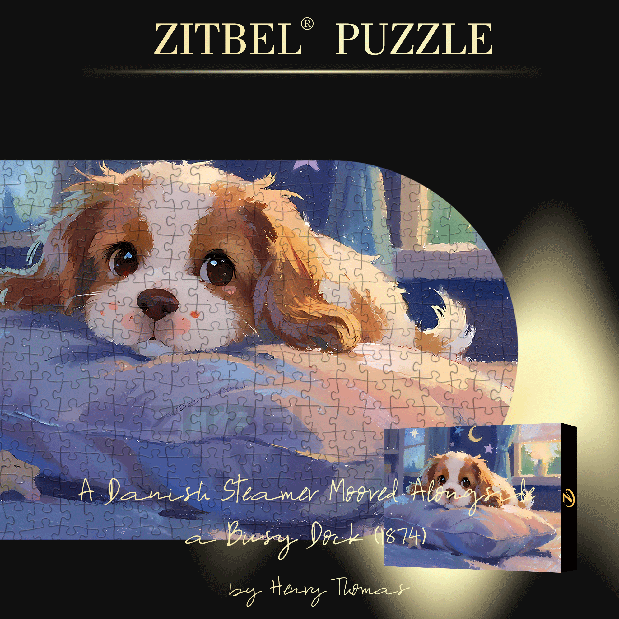 Gentle Puppy 500pcs/1000pcs Jigsaw Puzzle, Scratch-Resistant, Interactive Family Game & Brain-Boosting DIY Decor, Perfect for Halloween, Christmas & New Year Gifts, Family Puzzle Game