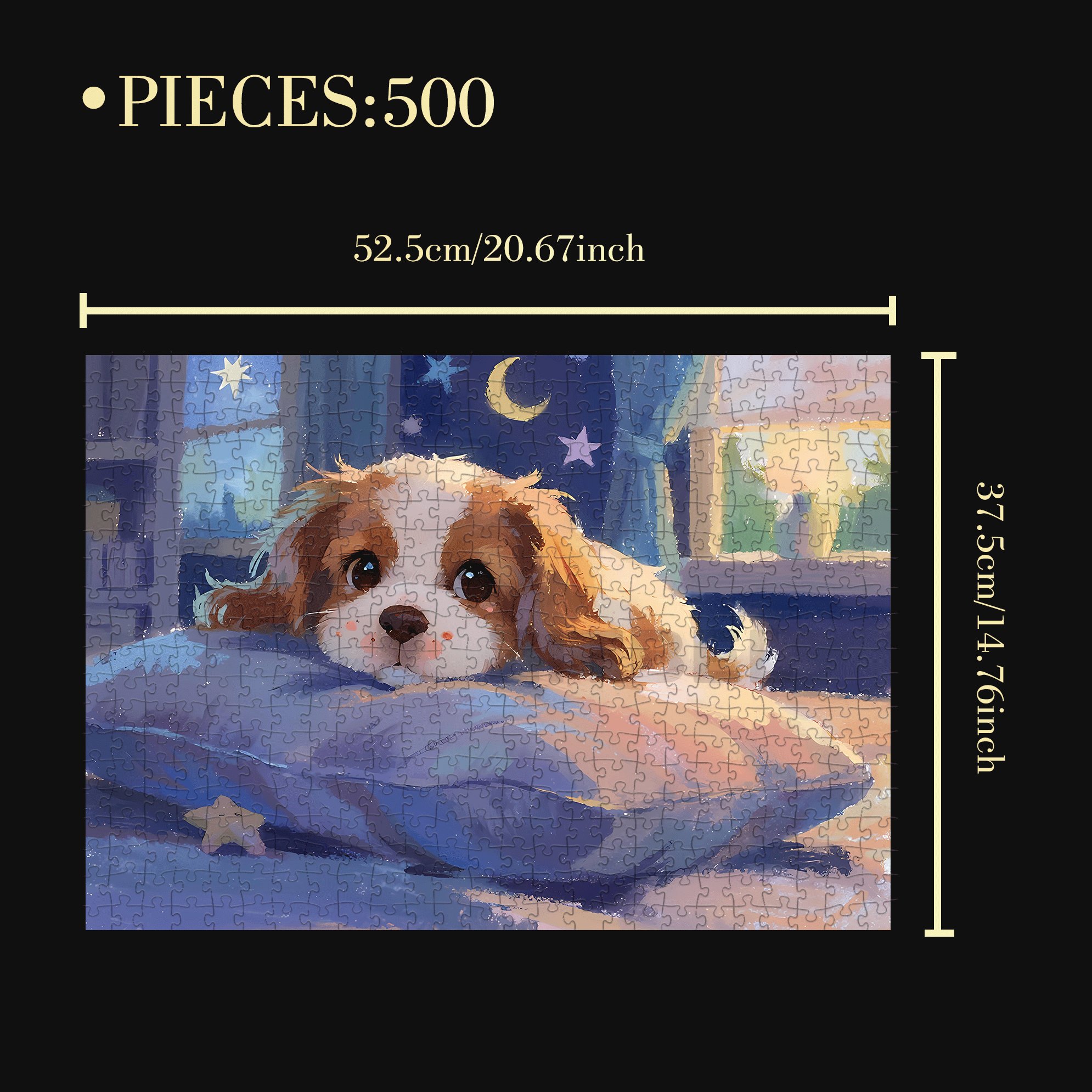 Gentle Puppy 500pcs/1000pcs Jigsaw Puzzle, Scratch-Resistant, Interactive Family Game & Brain-Boosting DIY Decor, Perfect for Halloween, Christmas & New Year Gifts, Family Puzzle Game