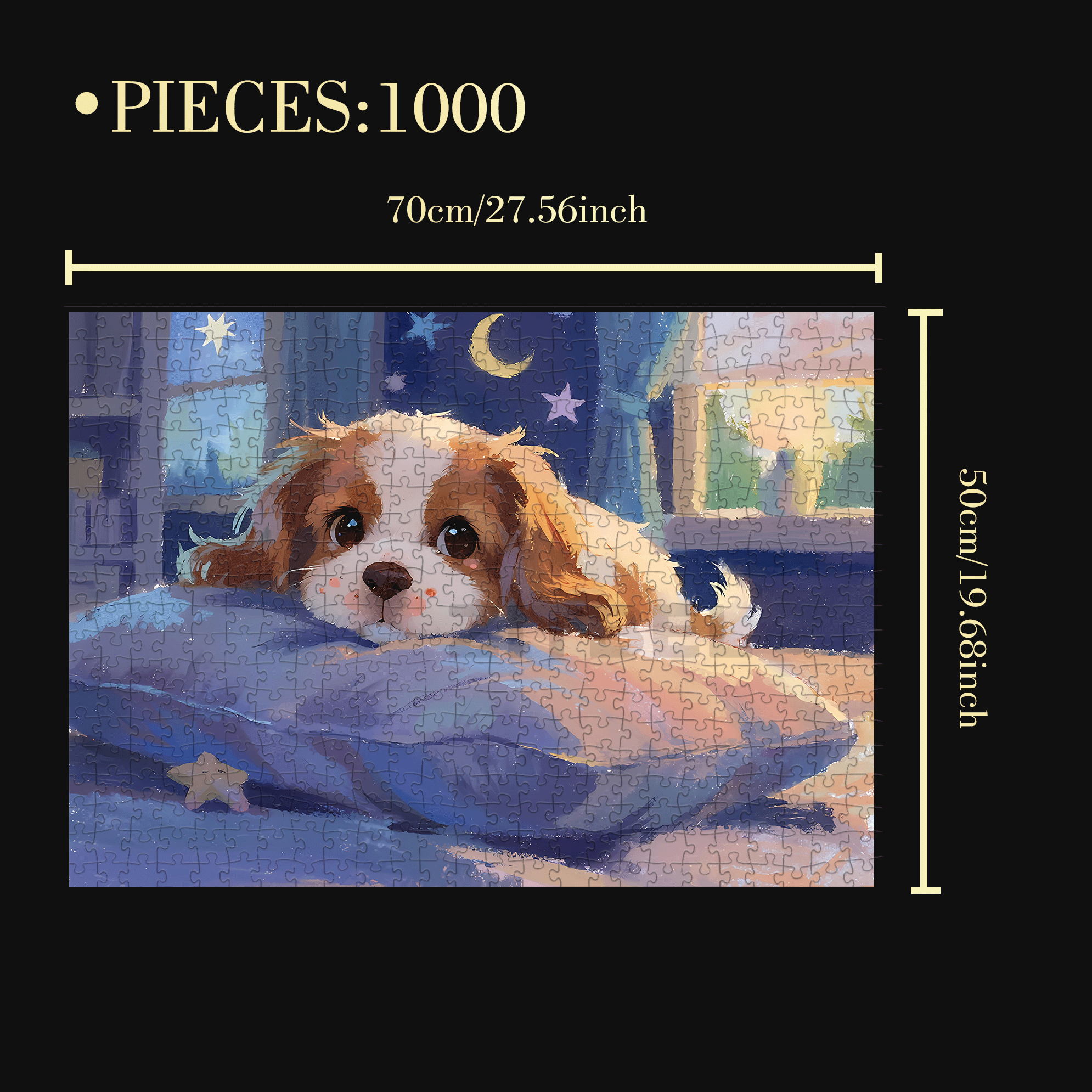 Gentle Puppy 500pcs/1000pcs Jigsaw Puzzle, Scratch-Resistant, Interactive Family Game & Brain-Boosting DIY Decor, Perfect for Halloween, Christmas & New Year Gifts, Family Puzzle Game