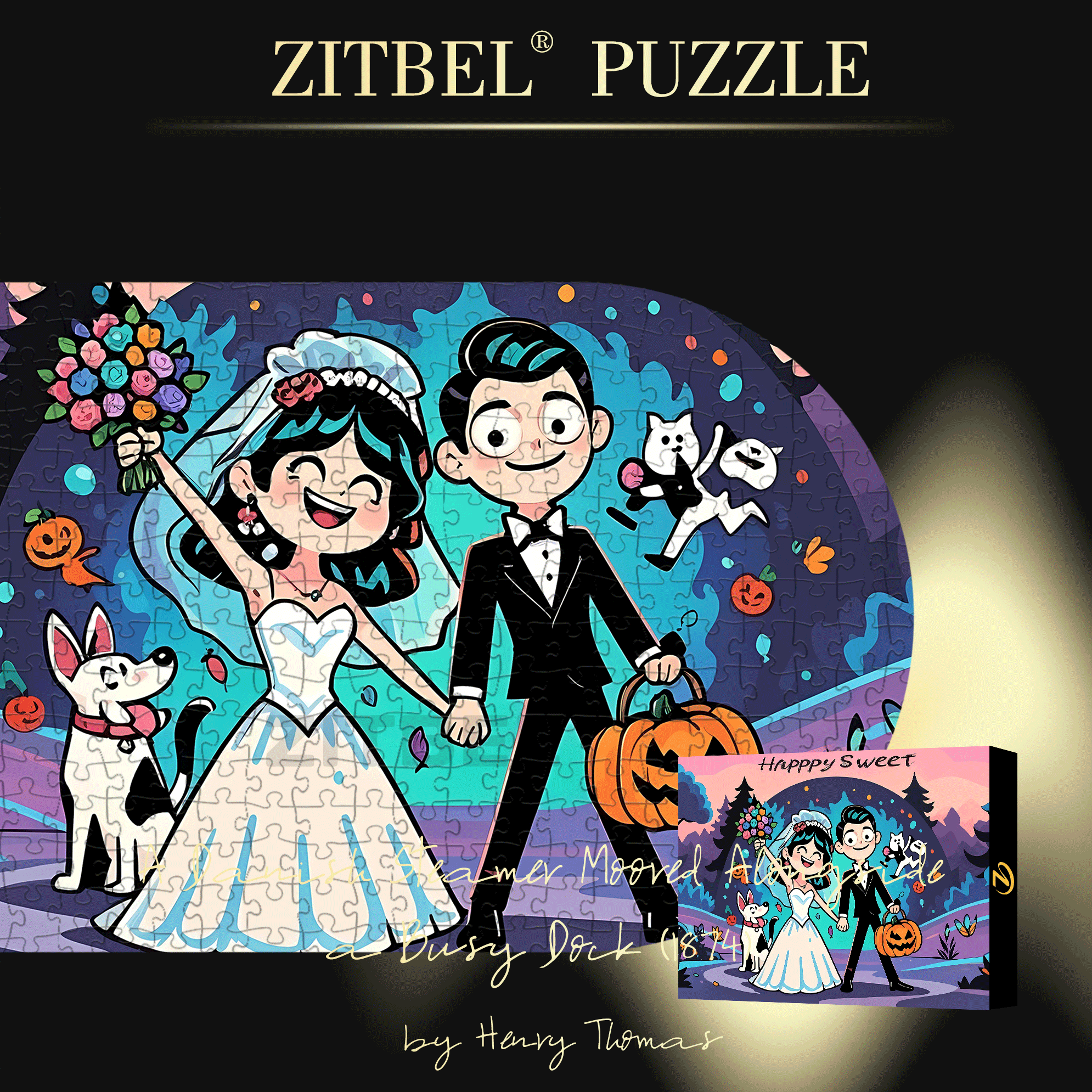 Happy Sweet 500pcs/1000pcs Jigsaw Puzzle, Scratch-Resistant, Interactive Family Game & Brain-Boosting DIY Decor, Perfect for Halloween, Christmas & New Year Gifts, Family Puzzle Game