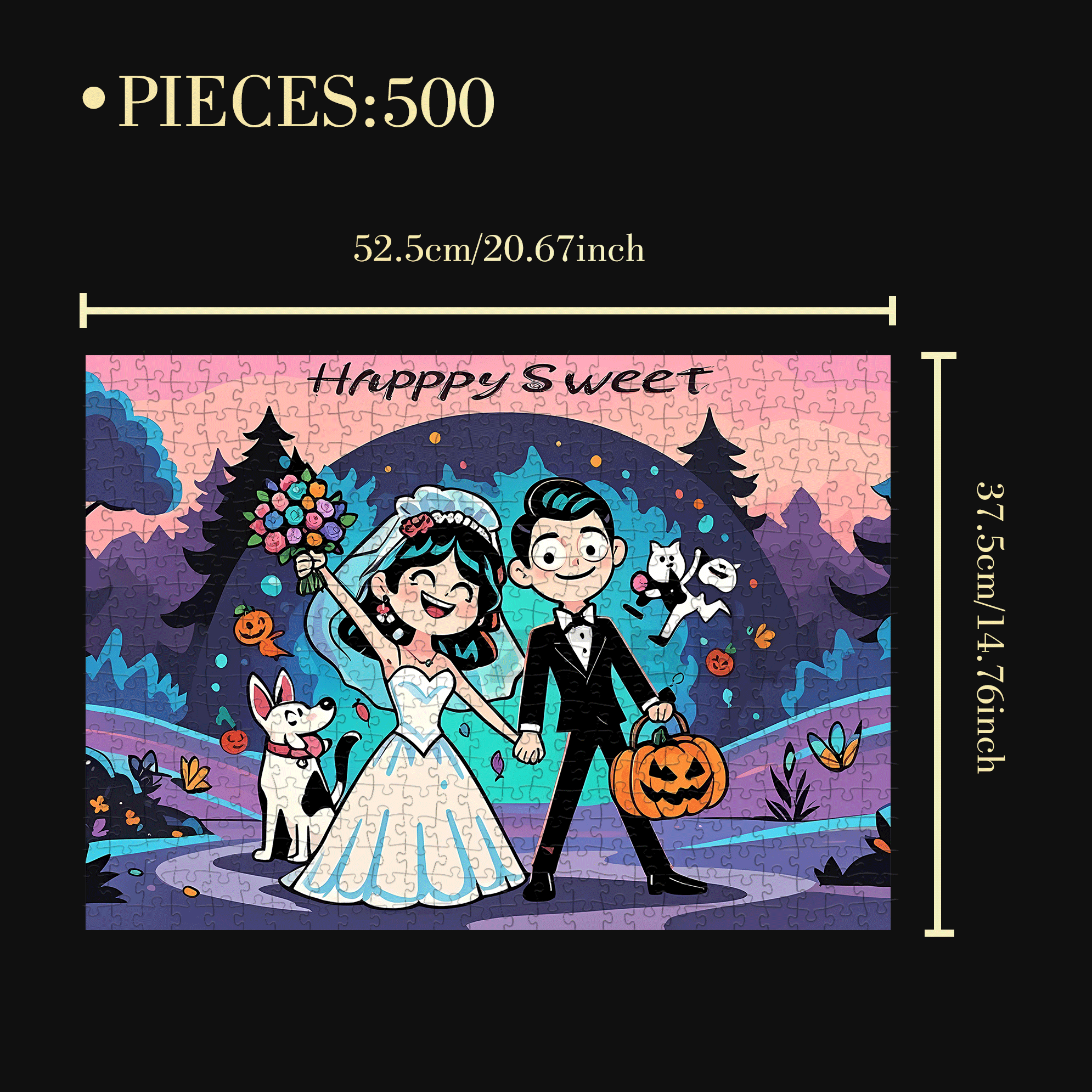 Happy Sweet 500pcs/1000pcs Jigsaw Puzzle, Scratch-Resistant, Interactive Family Game & Brain-Boosting DIY Decor, Perfect for Halloween, Christmas & New Year Gifts, Family Puzzle Game