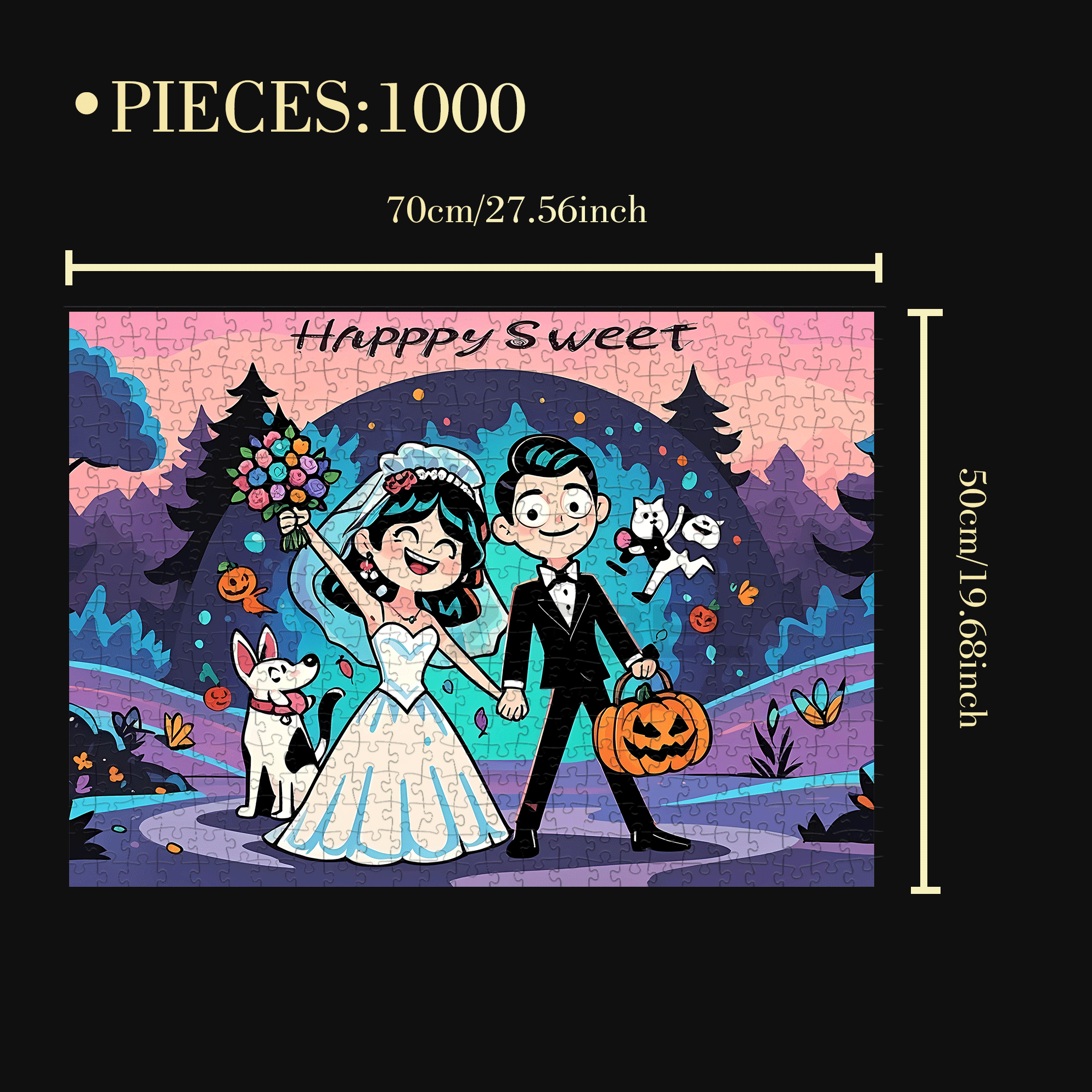 Happy Sweet 500pcs/1000pcs Jigsaw Puzzle, Scratch-Resistant, Interactive Family Game & Brain-Boosting DIY Decor, Perfect for Halloween, Christmas & New Year Gifts, Family Puzzle Game