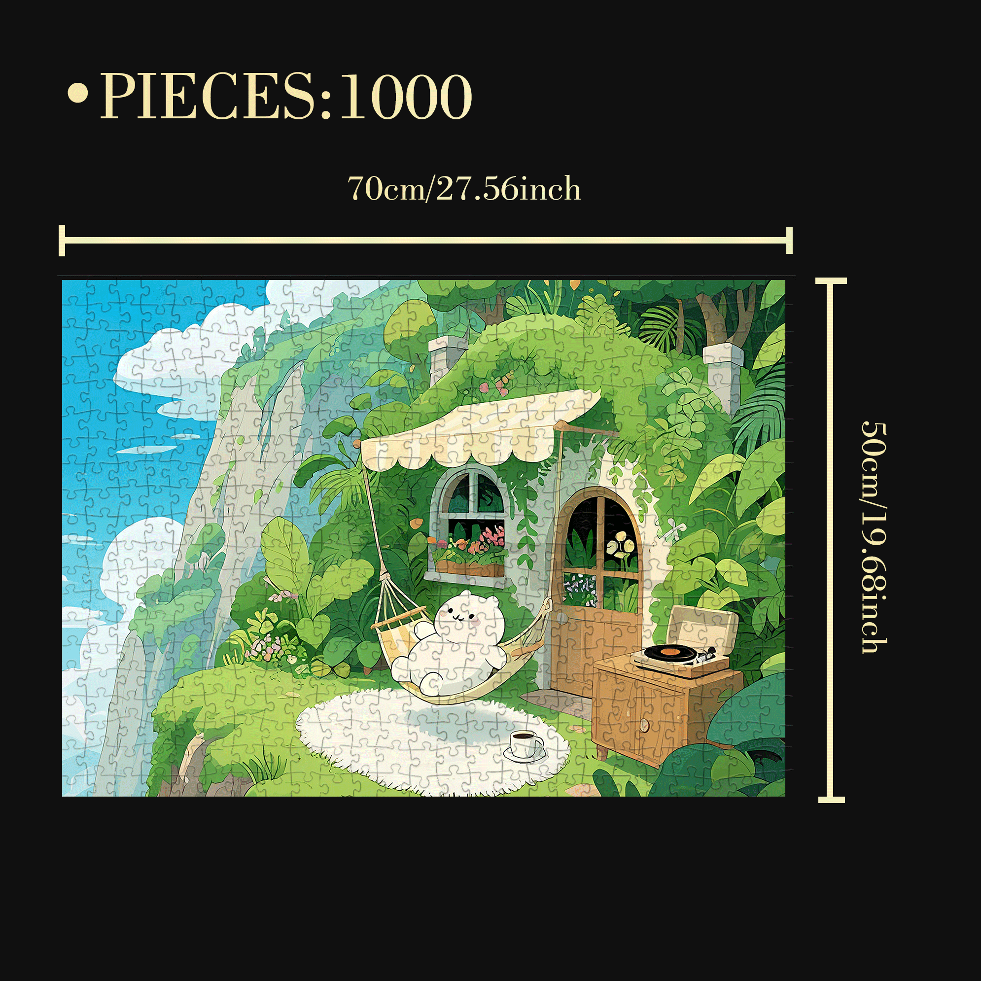 Leisurely Hammock 500pcs/1000pcs Jigsaw Puzzle, Scratch-Resistant, Interactive Family Game & Brain-Boosting DIY Decor, Perfect for Halloween, Christmas & New Year Gifts, Family Puzzle Game