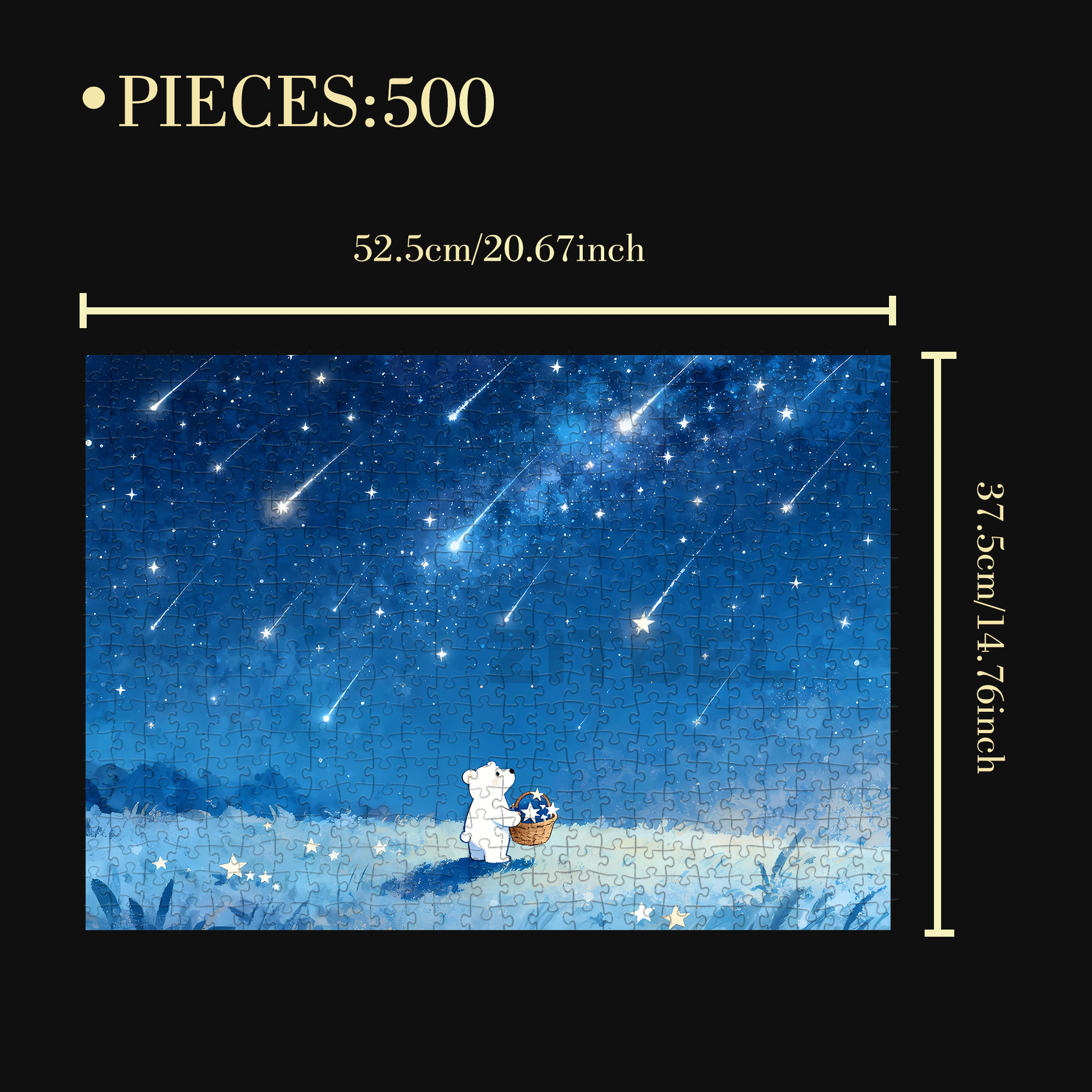 Little White Bear Meteor Shower 500pcs/1000pcs Jigsaw Puzzle, Scratch-Resistant, Interactive Family Game & Brain-Boosting DIY Decor, Perfect for Halloween, Christmas & New Year Gifts, Family Puzzle Game