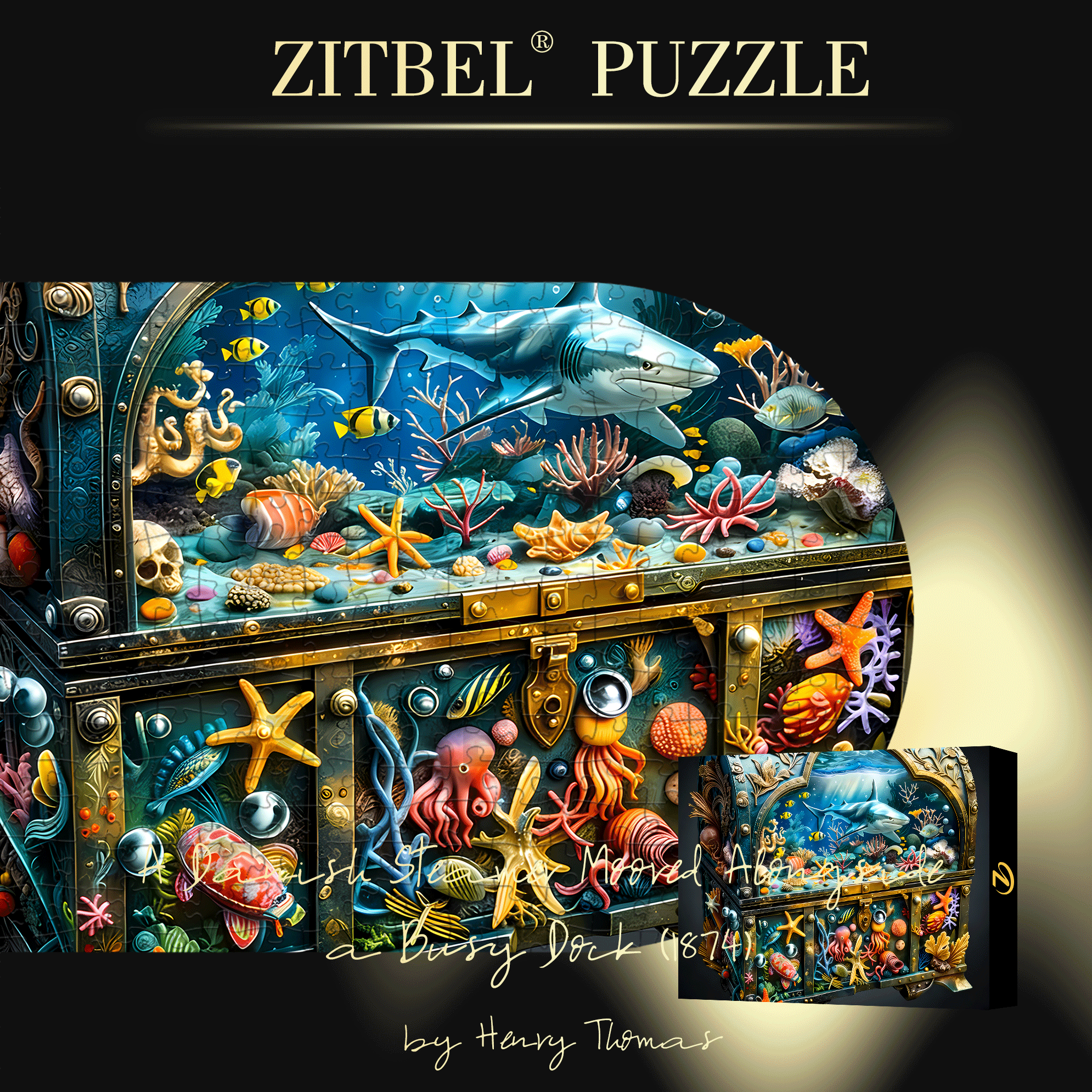 Ocean Treasures 500pcs/1000pcs Jigsaw Puzzle, Scratch-Resistant, Interactive Family Game & Brain-Boosting DIY Decor, Perfect for Halloween, Christmas & New Year Gifts, Family Puzzle Game
