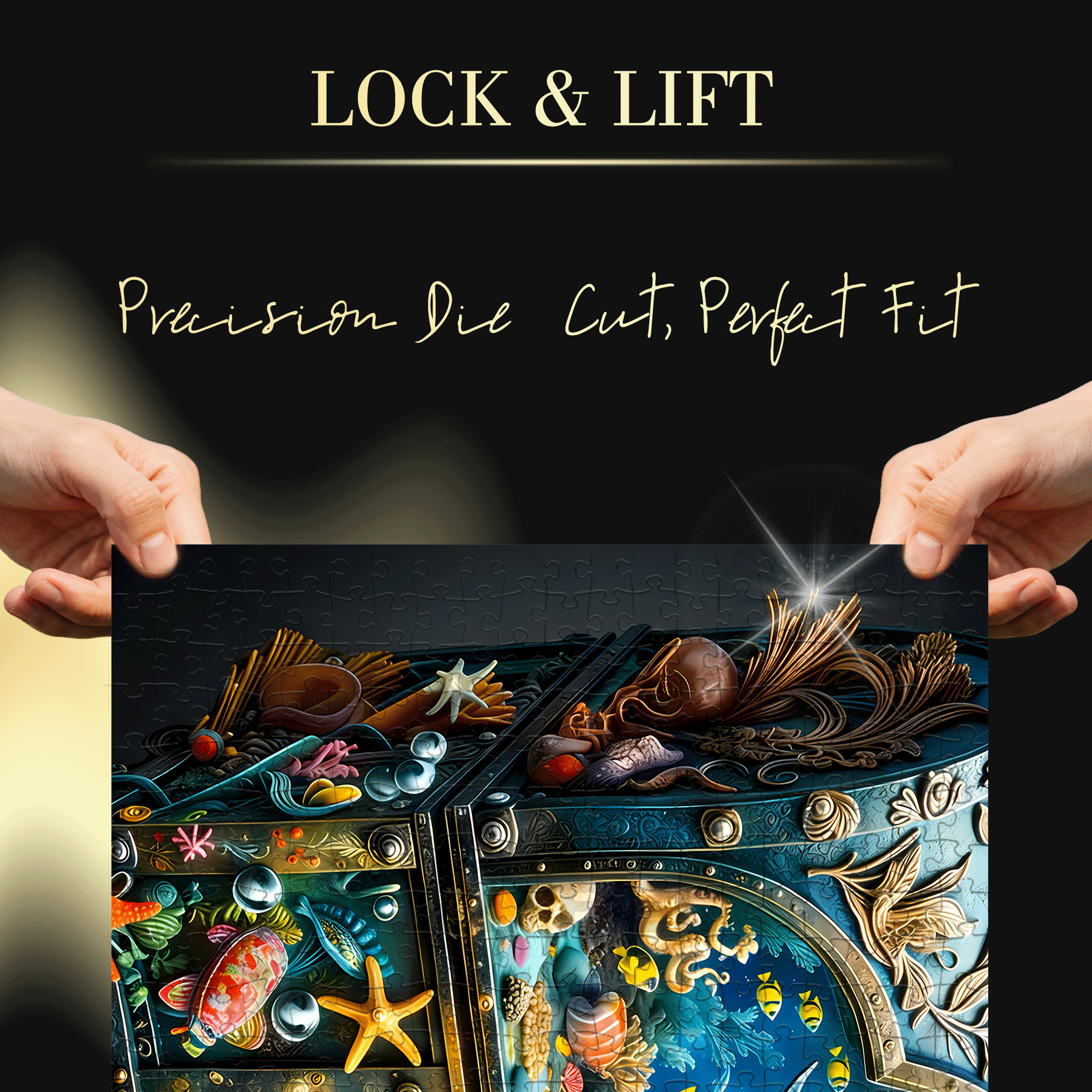 Ocean Treasures 500pcs/1000pcs Jigsaw Puzzle, Scratch-Resistant, Interactive Family Game & Brain-Boosting DIY Decor, Perfect for Halloween, Christmas & New Year Gifts, Family Puzzle Game