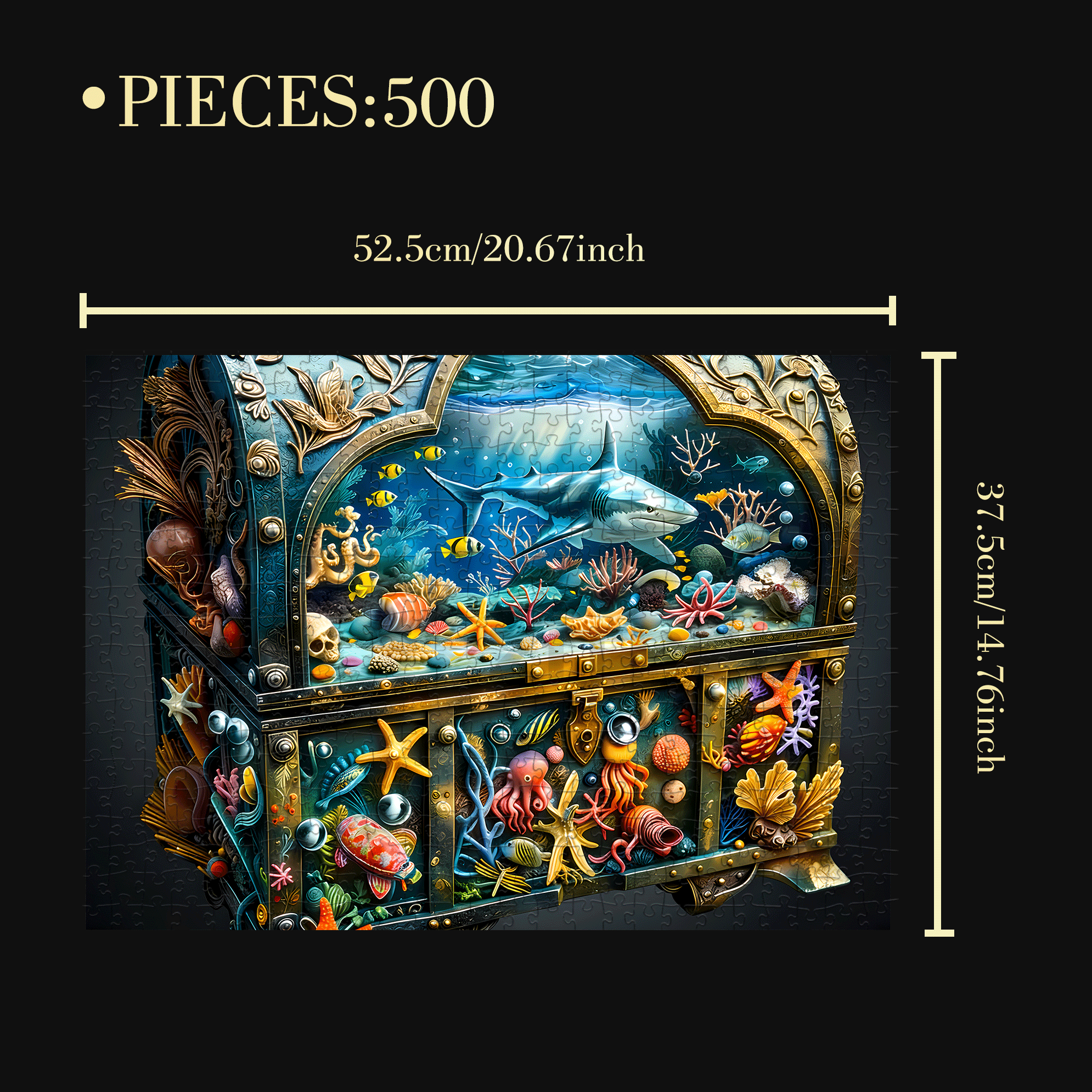 Ocean Treasures 500pcs/1000pcs Jigsaw Puzzle, Scratch-Resistant, Interactive Family Game & Brain-Boosting DIY Decor, Perfect for Halloween, Christmas & New Year Gifts, Family Puzzle Game