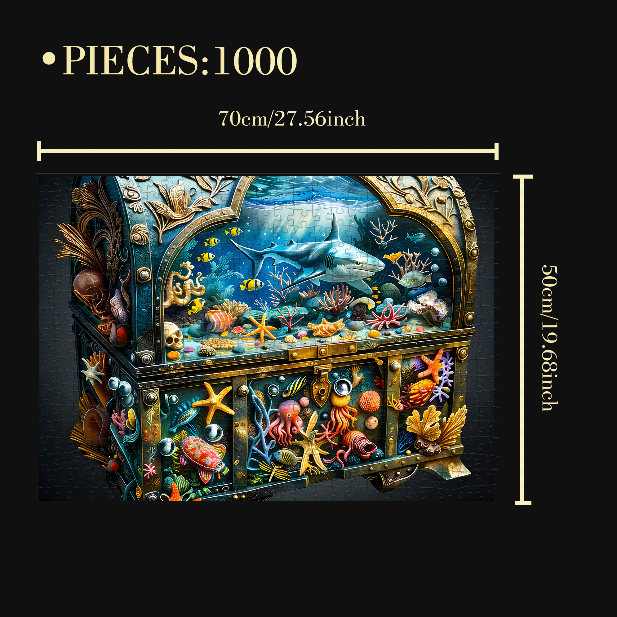 Ocean Treasures 500pcs/1000pcs Jigsaw Puzzle, Scratch-Resistant, Interactive Family Game & Brain-Boosting DIY Decor, Perfect for Halloween, Christmas & New Year Gifts, Family Puzzle Game