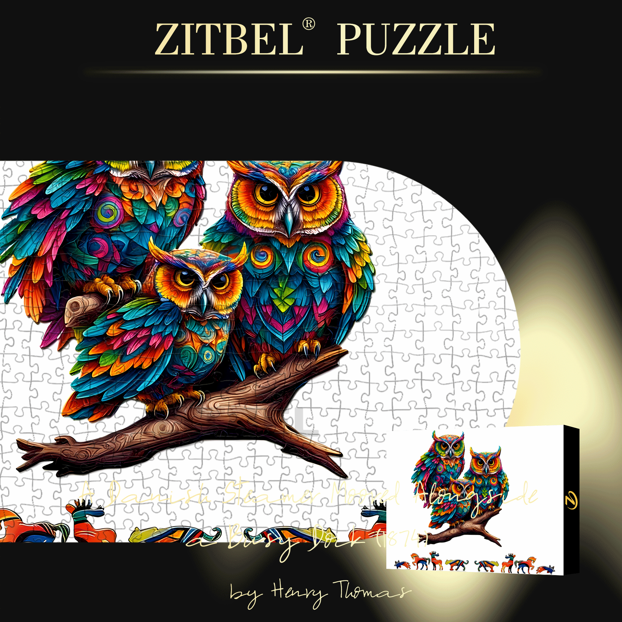 Owl Trio 500pcs/1000pcs Jigsaw Puzzle, Scratch-Resistant, Interactive Family Game & Brain-Boosting DIY Decor, Perfect for Halloween, Christmas & New Year Gifts, Family Puzzle Game