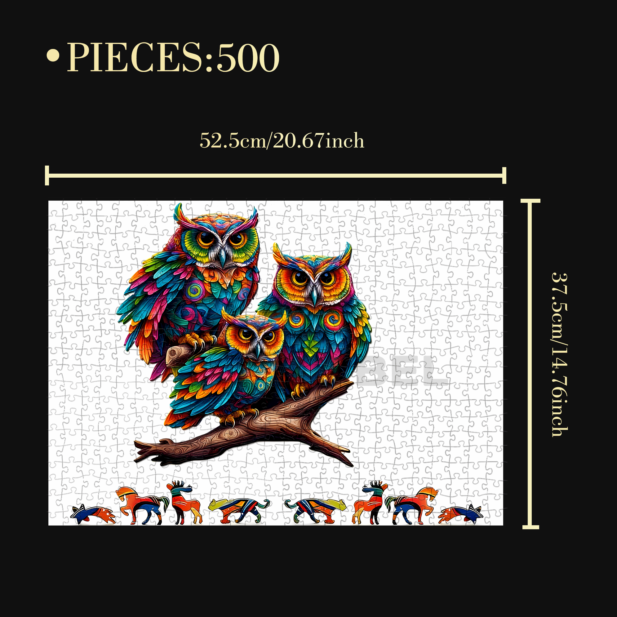 Owl Trio 500pcs/1000pcs Jigsaw Puzzle, Scratch-Resistant, Interactive Family Game & Brain-Boosting DIY Decor, Perfect for Halloween, Christmas & New Year Gifts, Family Puzzle Game
