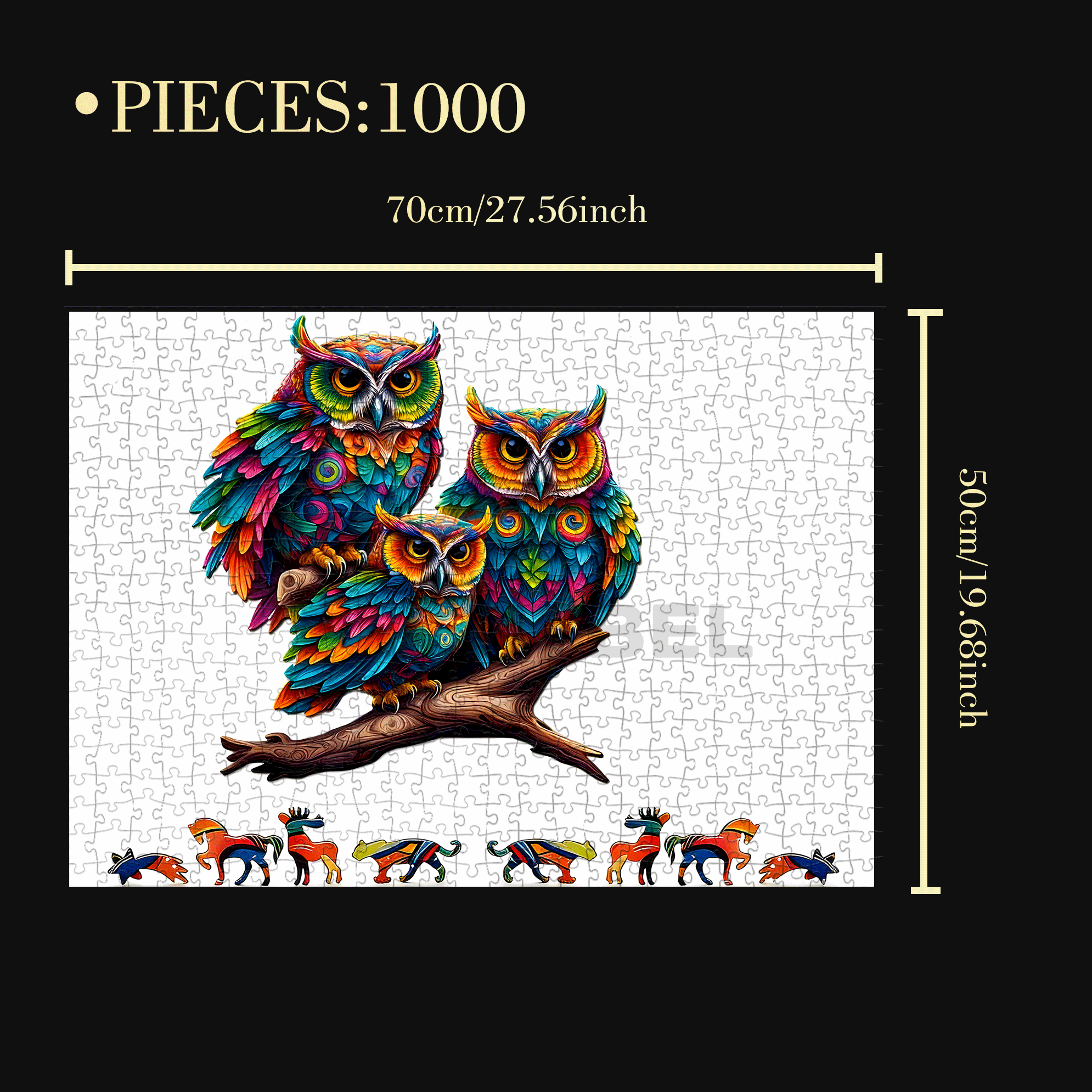 Owl Trio 500pcs/1000pcs Jigsaw Puzzle, Scratch-Resistant, Interactive Family Game & Brain-Boosting DIY Decor, Perfect for Halloween, Christmas & New Year Gifts, Family Puzzle Game