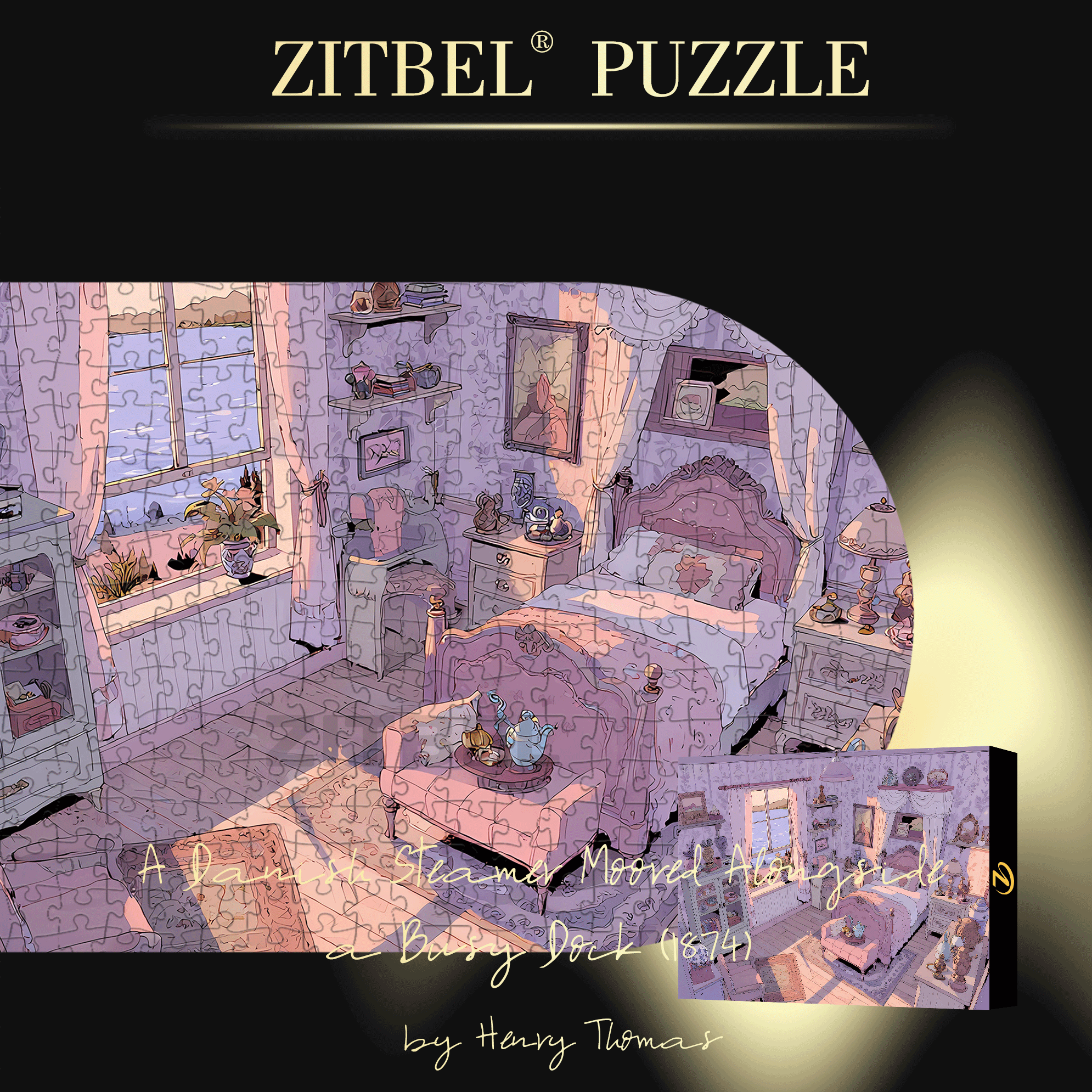 Pink And Purple Tones 500pcs/1000pcs Jigsaw Puzzle, Scratch-Resistant, Interactive Family Game & Brain-Boosting DIY Decor, Perfect for Halloween, Christmas & New Year Gifts, Family Puzzle Game