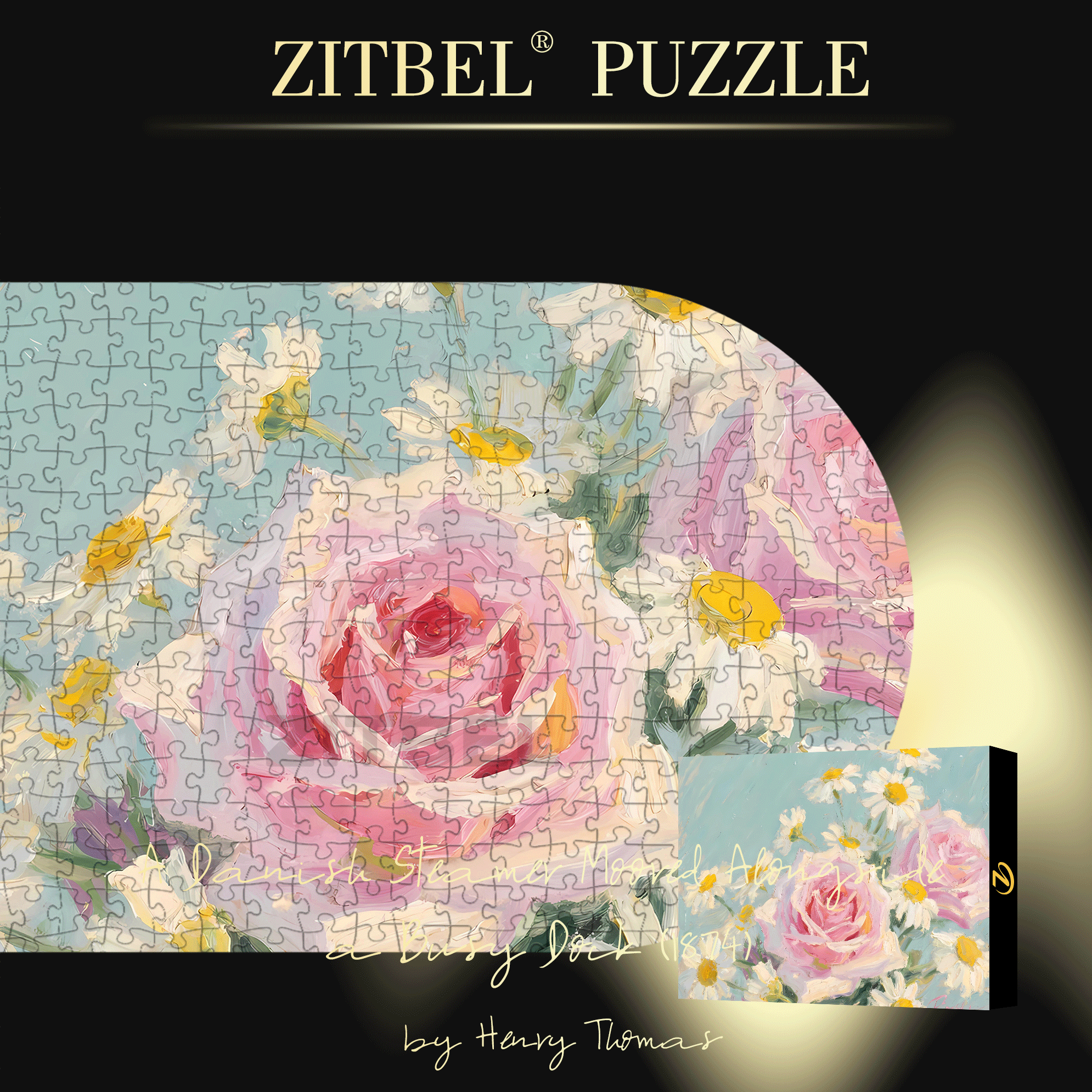 Pink Roses And Daisies 500pcs/1000pcs Jigsaw Puzzle, Scratch-Resistant, Interactive Family Game & Brain-Boosting DIY Decor, Perfect for Halloween, Christmas & New Year Gifts, Family Puzzle Game