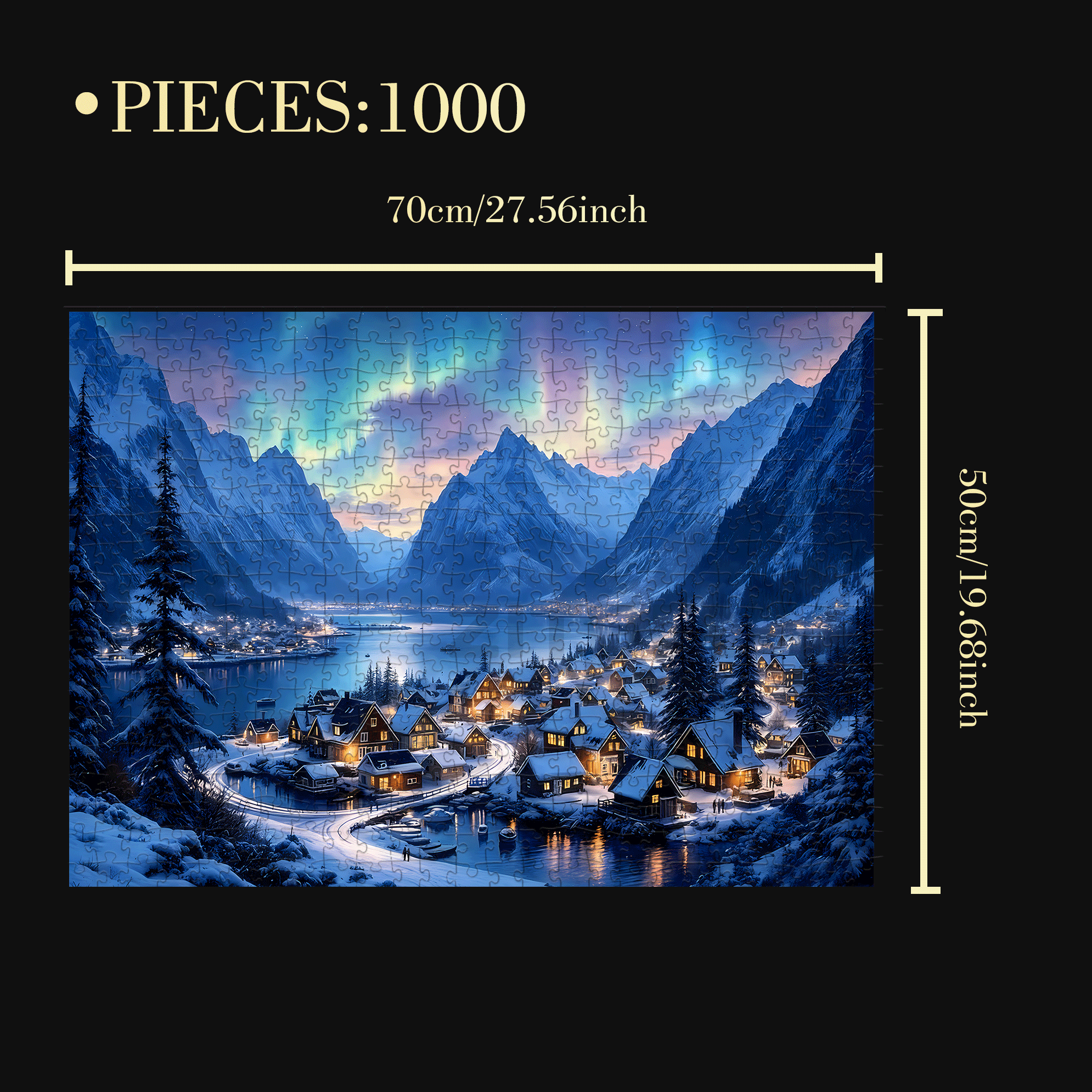 Polar Aurora 500pcs/1000pcs Jigsaw Puzzle, Scratch-Resistant, Interactive Family Game & Brain-Boosting DIY Decor, Perfect for Halloween, Christmas & New Year Gifts, Family Puzzle Game