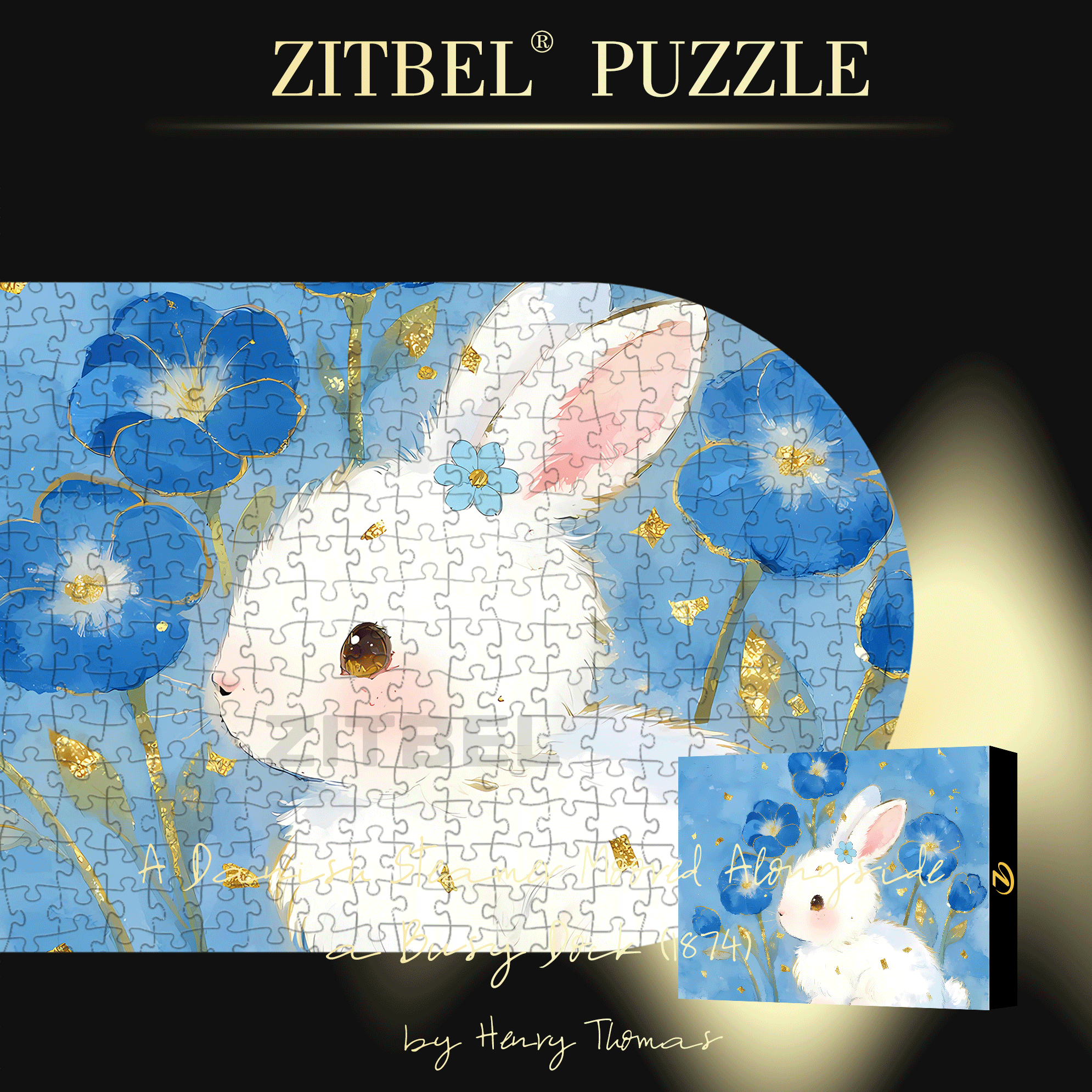 Pure White Rabbit 500pcs/1000pcs Jigsaw Puzzle, Scratch-Resistant, Interactive Family Game & Brain-Boosting DIY Decor, Perfect for Halloween, Christmas & New Year Gifts, Family Puzzle Game