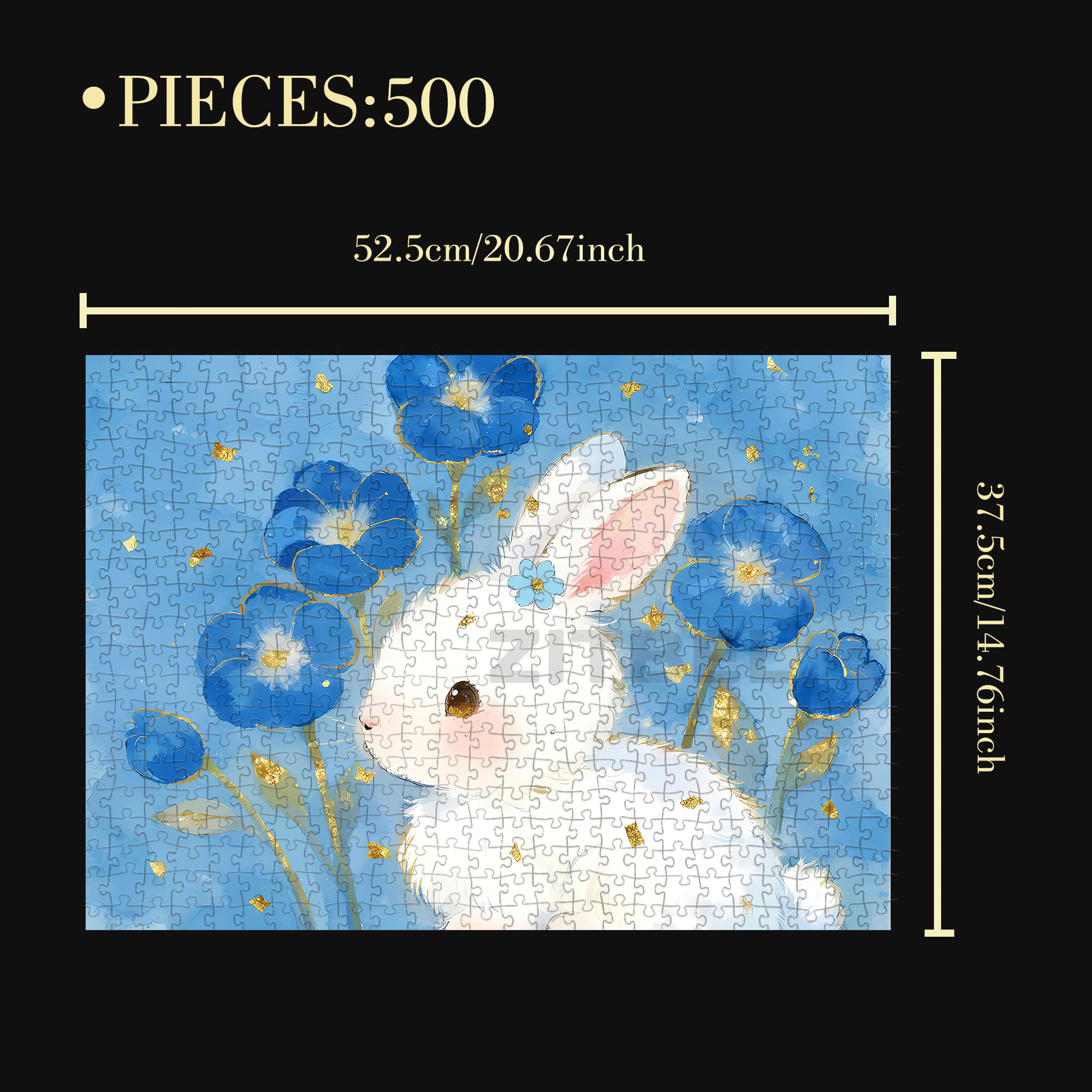 Pure White Rabbit 500pcs/1000pcs Jigsaw Puzzle, Scratch-Resistant, Interactive Family Game & Brain-Boosting DIY Decor, Perfect for Halloween, Christmas & New Year Gifts, Family Puzzle Game