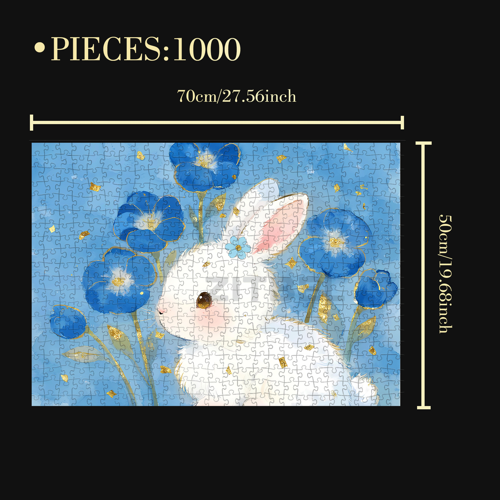 Pure White Rabbit 500pcs/1000pcs Jigsaw Puzzle, Scratch-Resistant, Interactive Family Game & Brain-Boosting DIY Decor, Perfect for Halloween, Christmas & New Year Gifts, Family Puzzle Game
