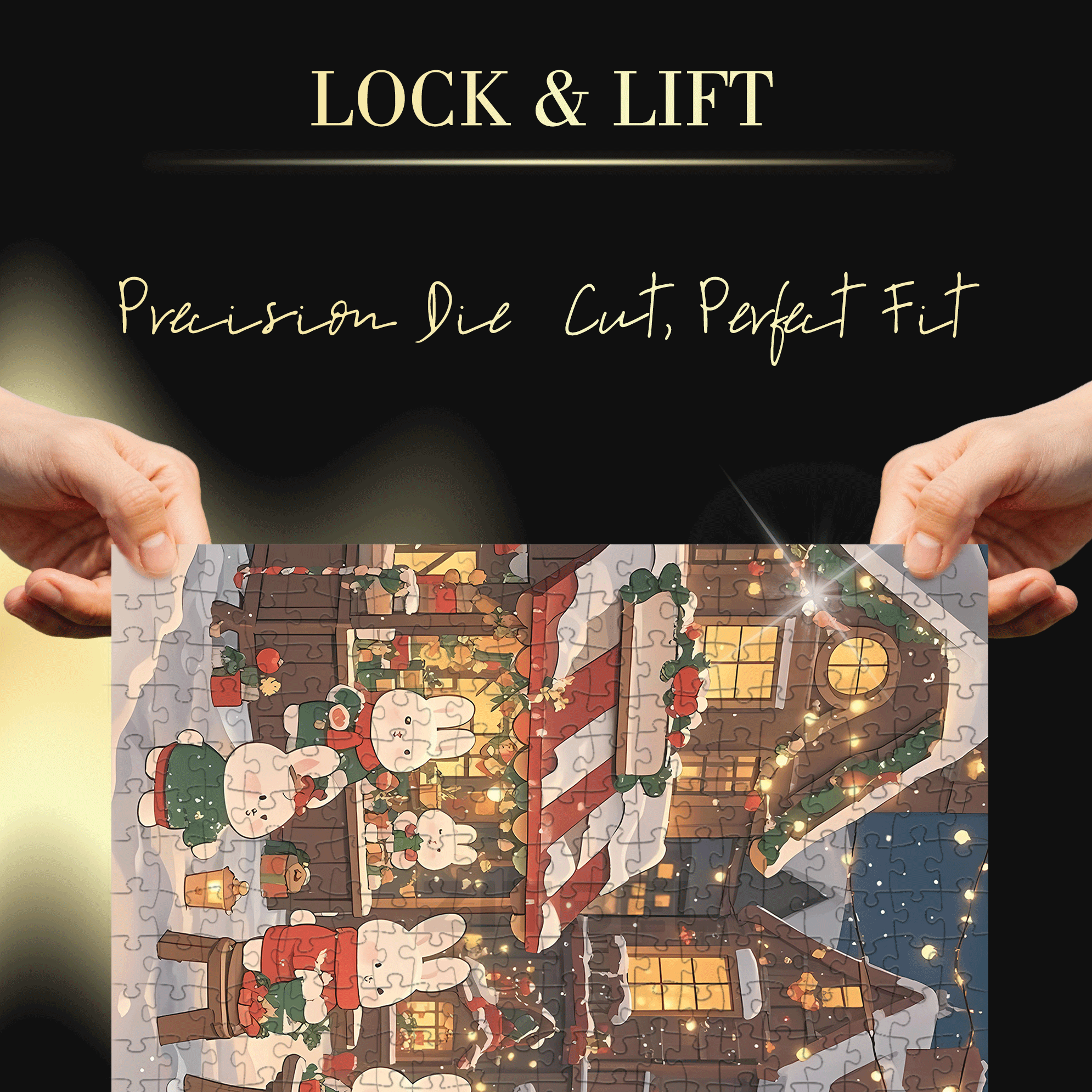 Rabbit Christmas Party 500pcs/1000pcs Jigsaw Puzzle, Scratch-Resistant, Interactive Family Game & Brain-Boosting DIY Decor, Perfect for Halloween, Christmas & New Year Gifts, Family Puzzle Game