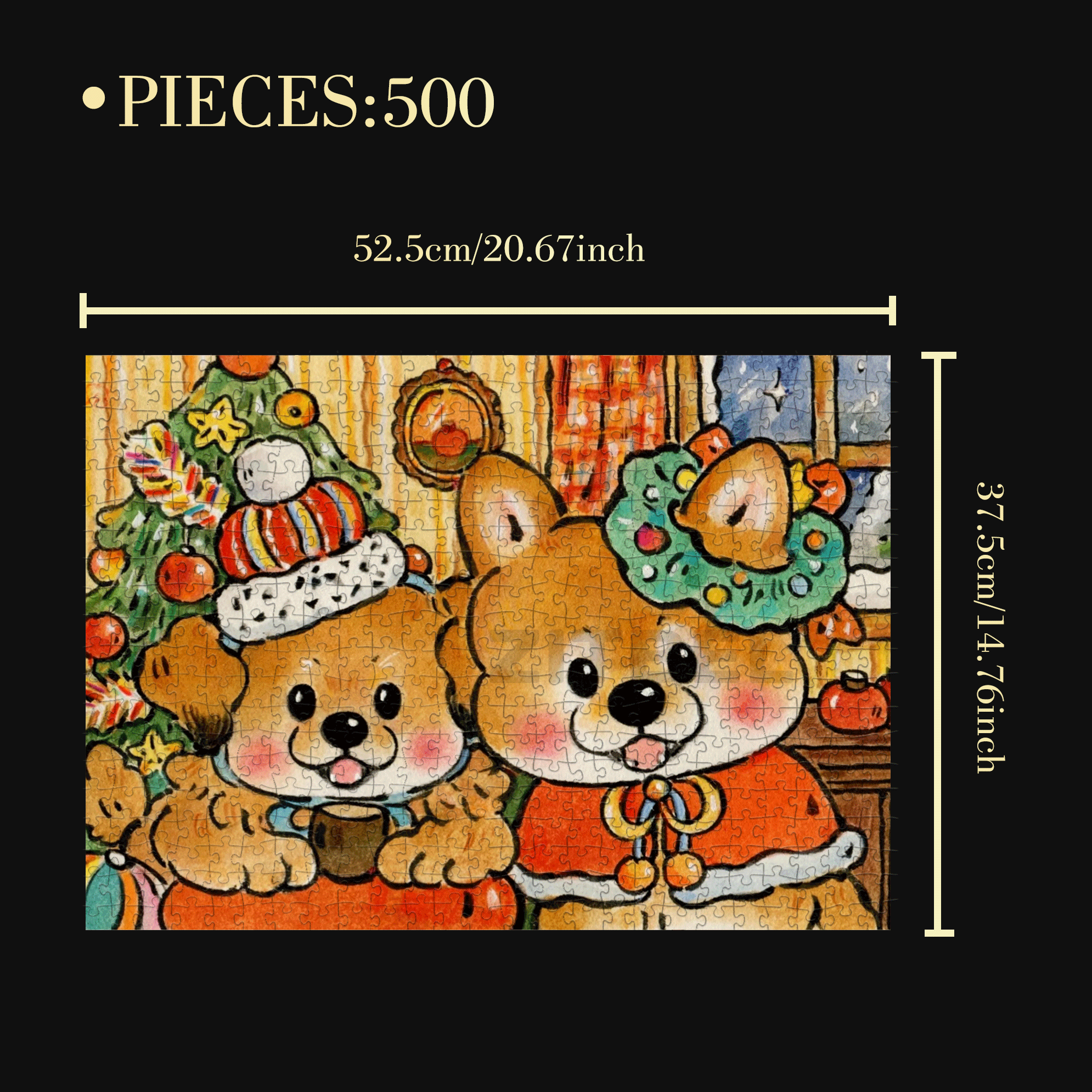 Red With Green 500pcs/1000pcs Jigsaw Puzzle, Scratch-Resistant, Interactive Family Game & Brain-Boosting DIY Decor, Perfect for Halloween, Christmas & New Year Gifts, Family Puzzle Game