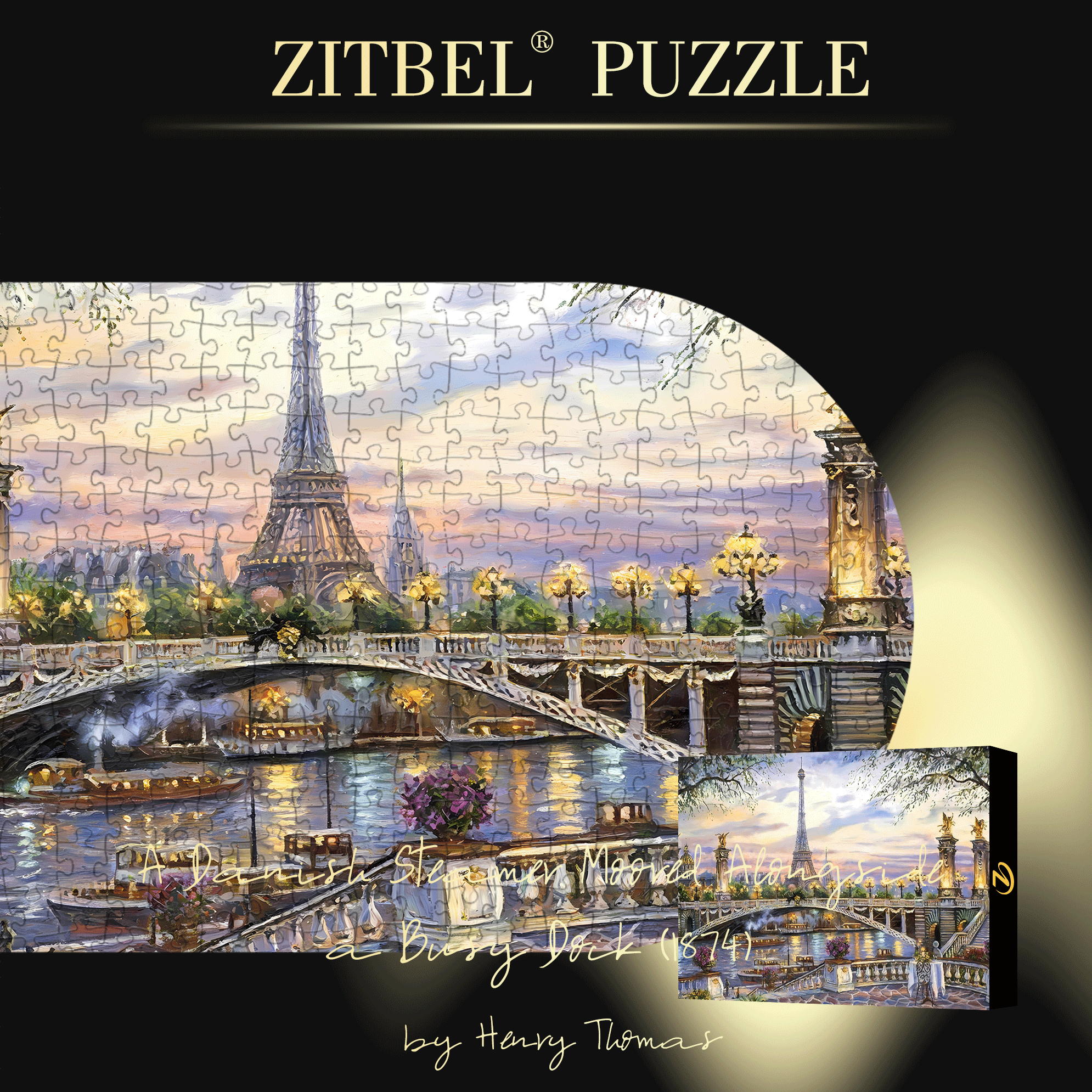 Romantic Parisian Night View 500pcs/1000pcs Jigsaw Puzzle, Scratch-Resistant, Interactive Family Game & Brain-Boosting DIY Decor, Perfect for Halloween, Christmas & New Year Gifts, Family Puzzle Game