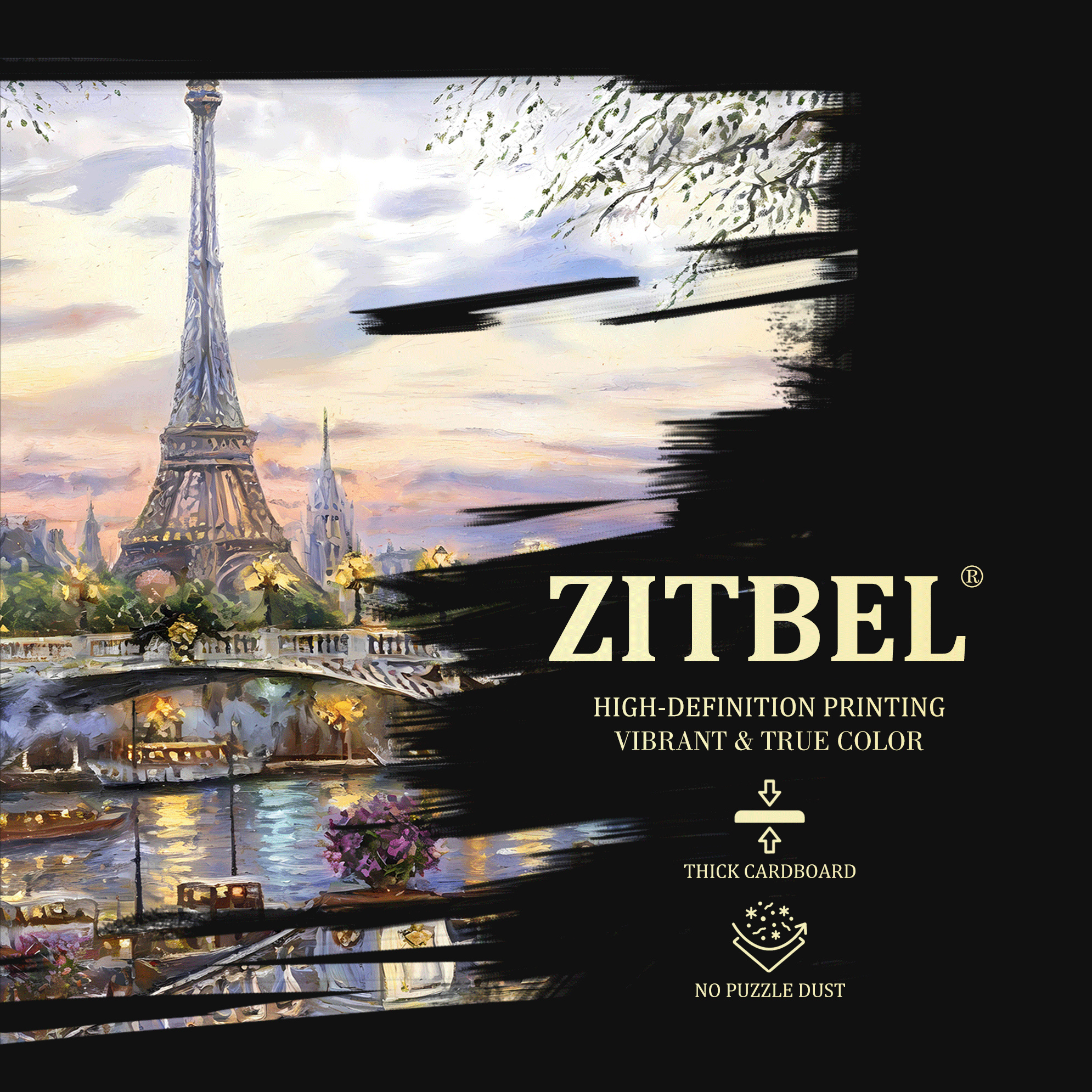 Romantic Parisian Night View 500pcs/1000pcs Jigsaw Puzzle, Scratch-Resistant, Interactive Family Game & Brain-Boosting DIY Decor, Perfect for Halloween, Christmas & New Year Gifts, Family Puzzle Game