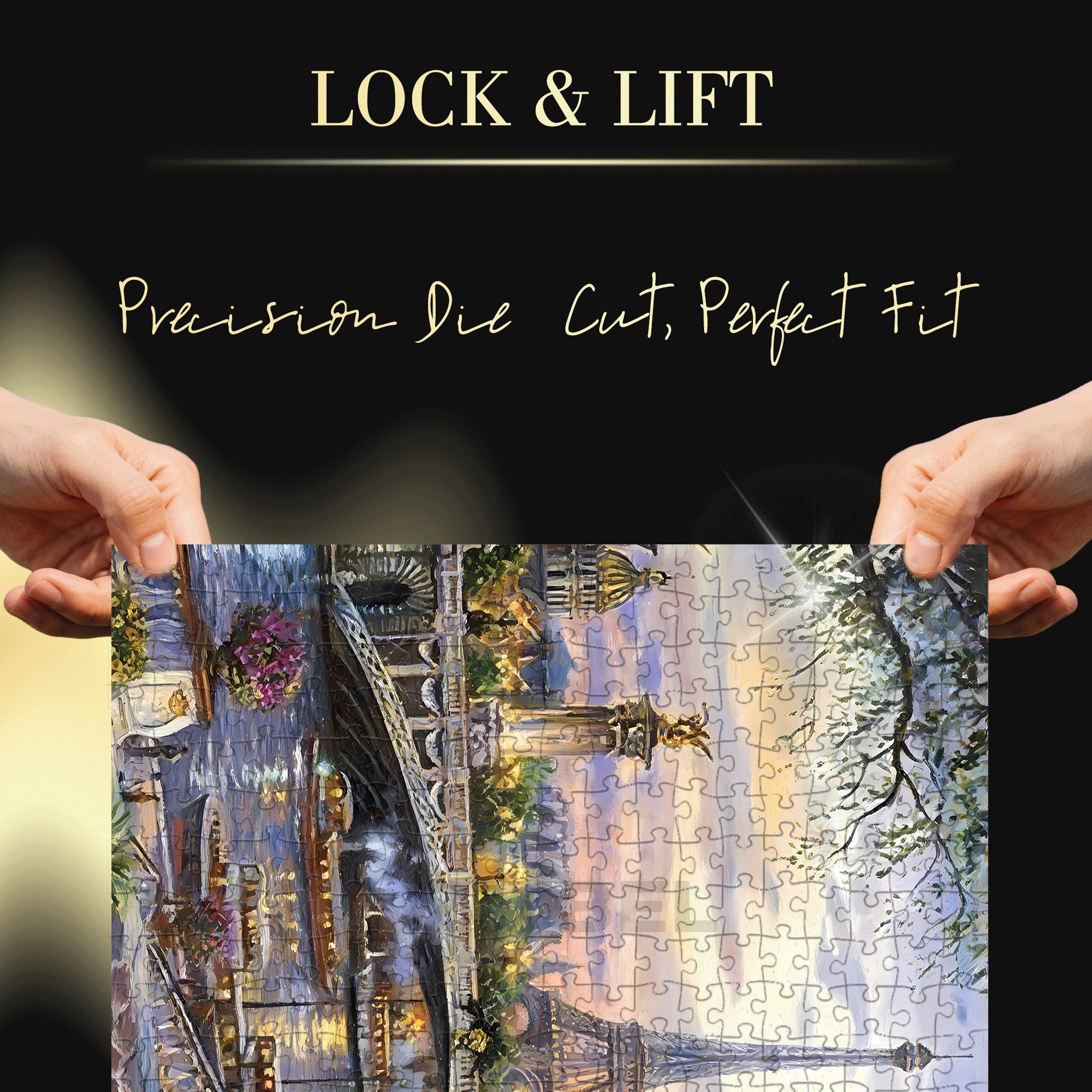 Romantic Parisian Night View 500pcs/1000pcs Jigsaw Puzzle, Scratch-Resistant, Interactive Family Game & Brain-Boosting DIY Decor, Perfect for Halloween, Christmas & New Year Gifts, Family Puzzle Game