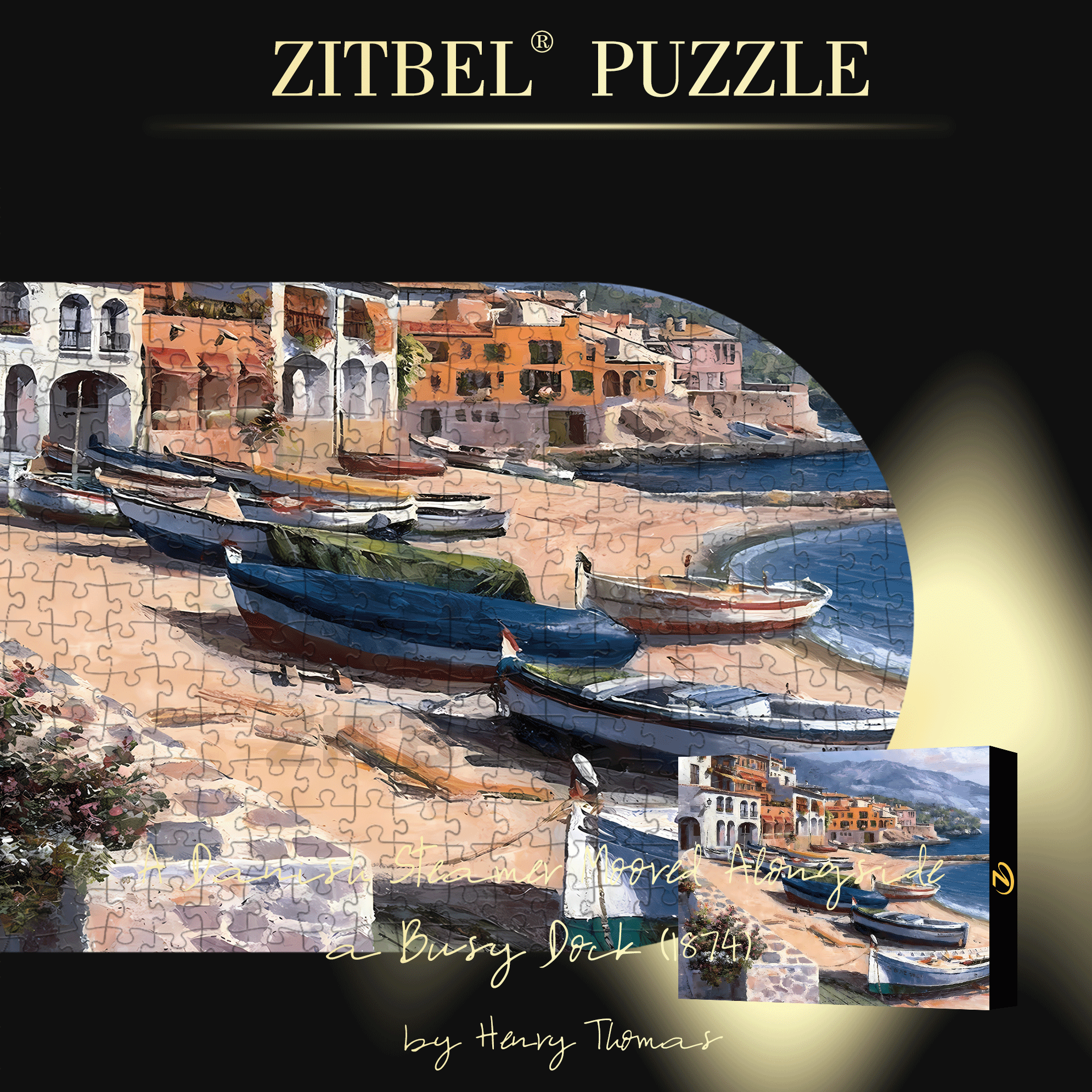 Seaside Town Scenery 500pcs/1000pcs Jigsaw Puzzle, Scratch-Resistant, Interactive Family Game & Brain-Boosting DIY Decor, Perfect for Halloween, Christmas & New Year Gifts, Family Puzzle Game