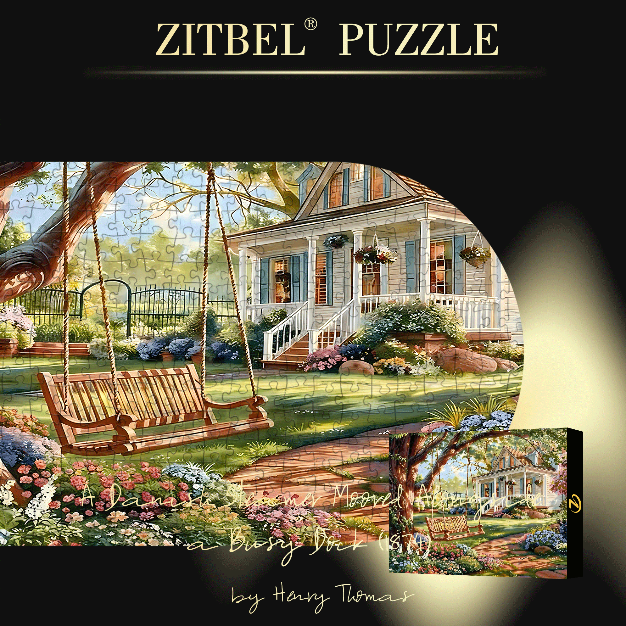 Spring Yard Swing 500pcs/1000pcs Jigsaw Puzzle, Scratch-Resistant, Interactive Family Game & Brain-Boosting DIY Decor, Perfect for Halloween, Christmas & New Year Gifts, Family Puzzle Game