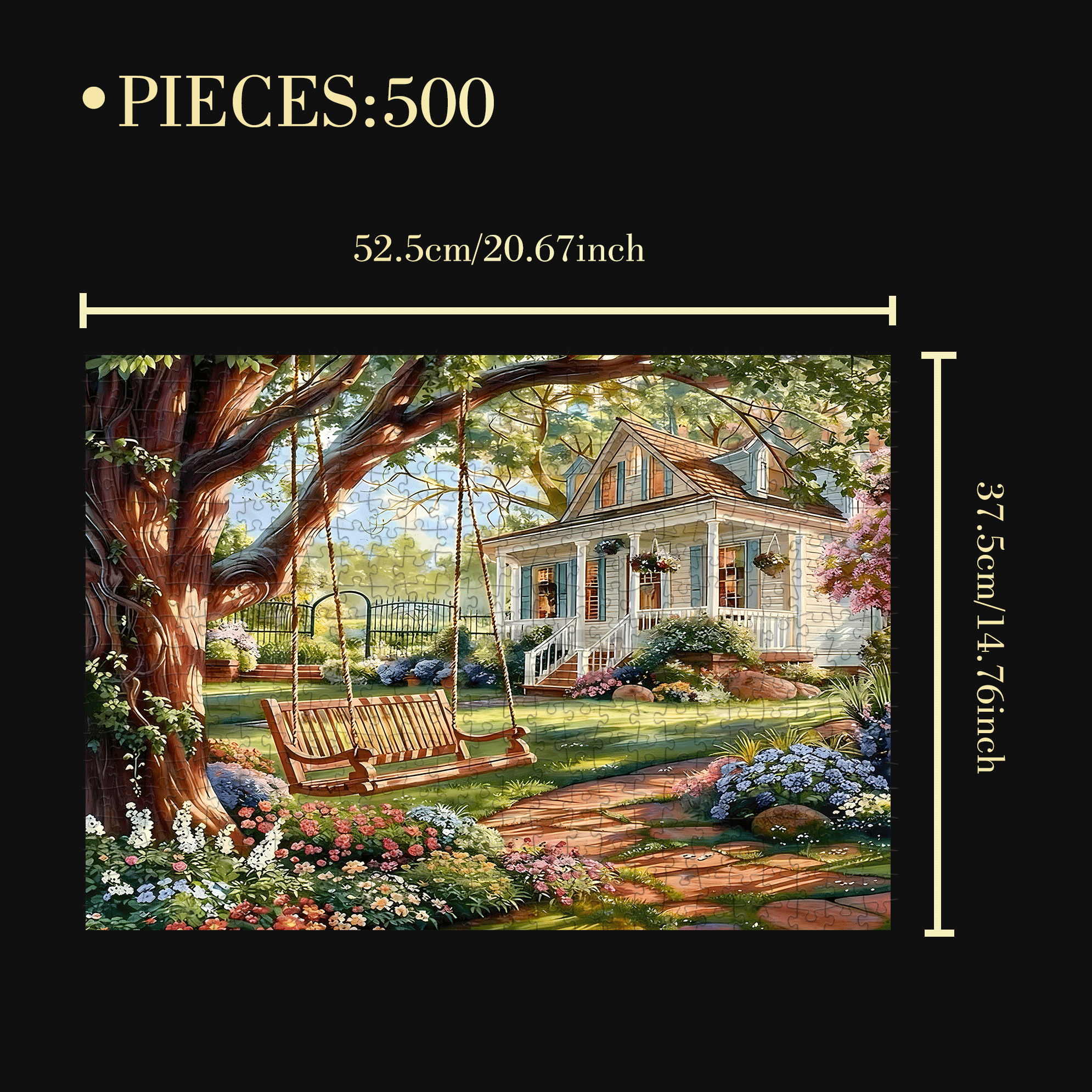 Spring Yard Swing 500pcs/1000pcs Jigsaw Puzzle, Scratch-Resistant, Interactive Family Game & Brain-Boosting DIY Decor, Perfect for Halloween, Christmas & New Year Gifts, Family Puzzle Game