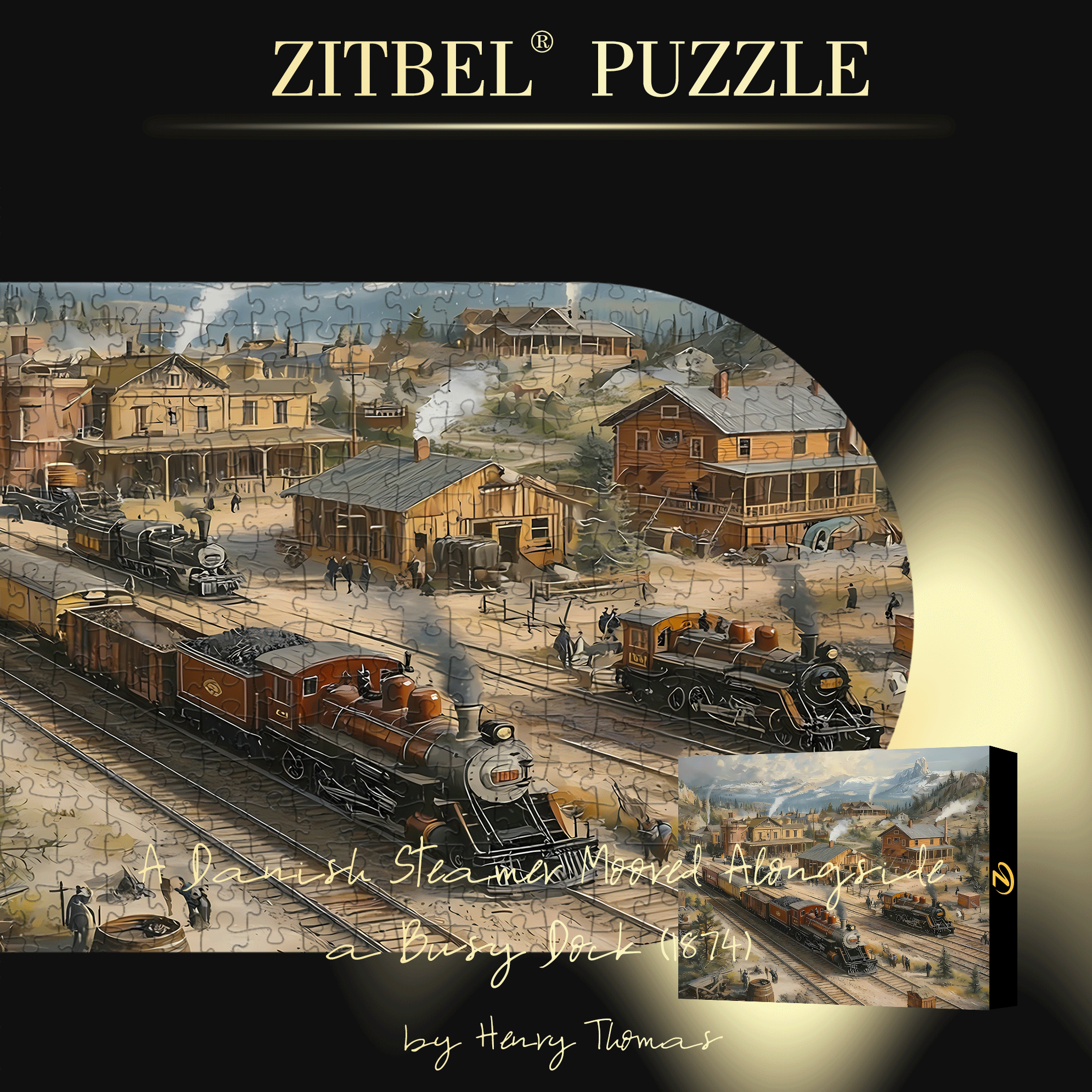 Steam Train & Railroad 500pcs/1000pcs Jigsaw Puzzle, Scratch-Resistant, Interactive Family Game & Brain-Boosting DIY Decor, Perfect for Halloween, Christmas & New Year Gifts, Family Puzzle Game