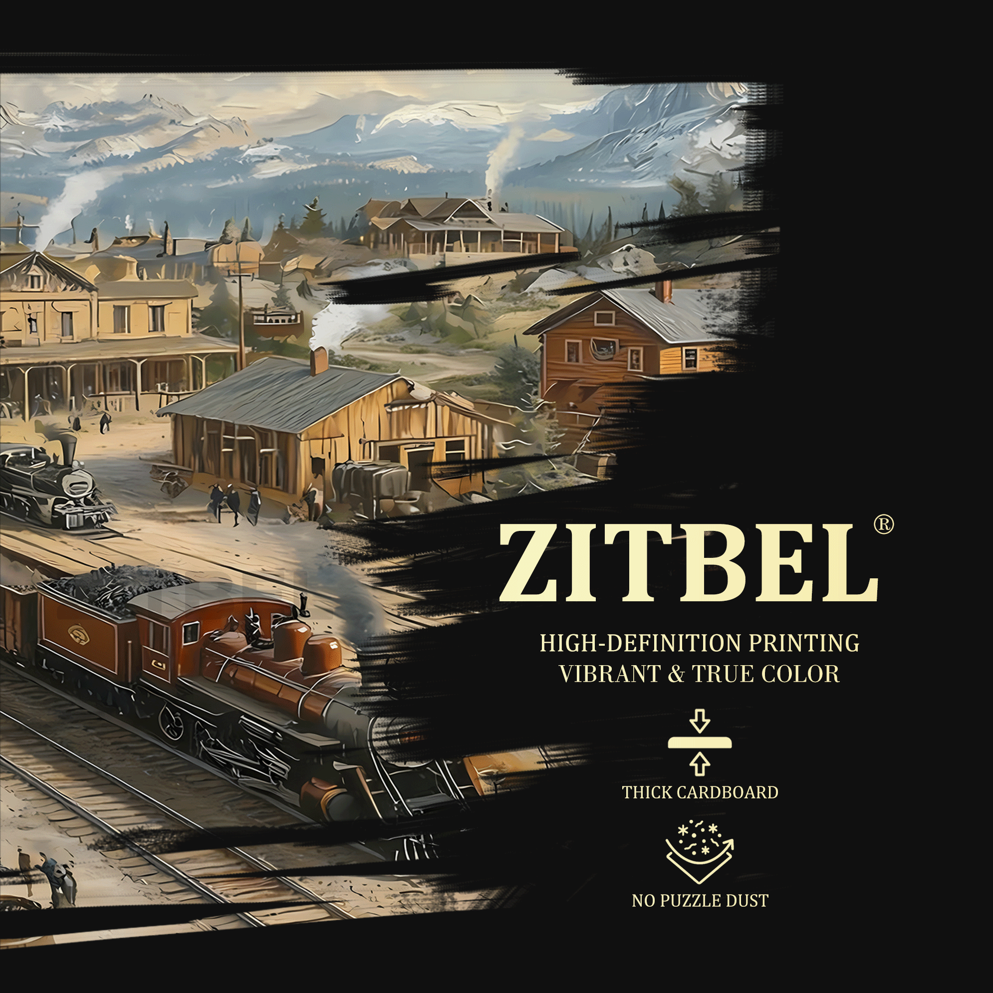 Steam Train & Railroad 500pcs/1000pcs Jigsaw Puzzle, Scratch-Resistant, Interactive Family Game & Brain-Boosting DIY Decor, Perfect for Halloween, Christmas & New Year Gifts, Family Puzzle Game
