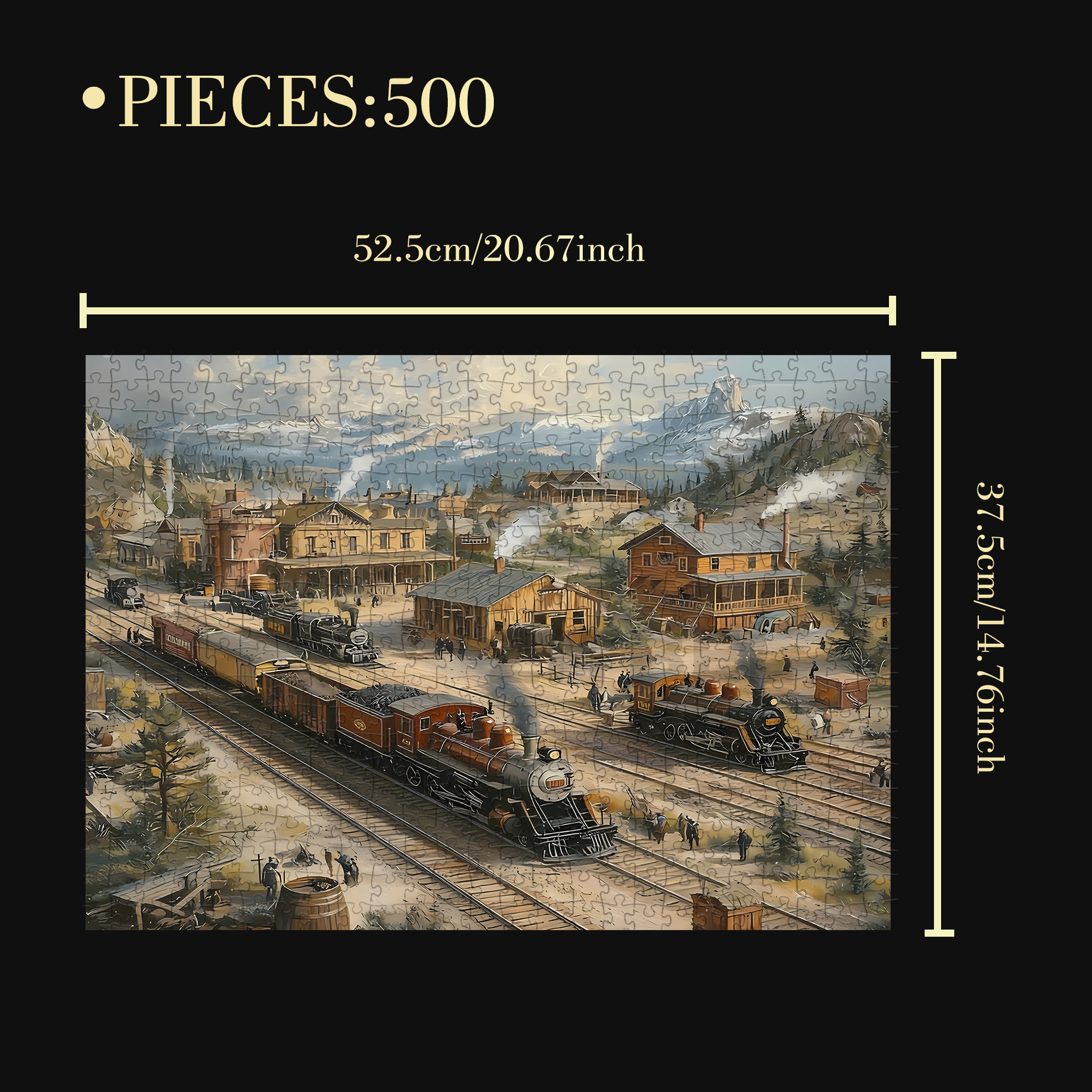 Steam Train & Railroad 500pcs/1000pcs Jigsaw Puzzle, Scratch-Resistant, Interactive Family Game & Brain-Boosting DIY Decor, Perfect for Halloween, Christmas & New Year Gifts, Family Puzzle Game