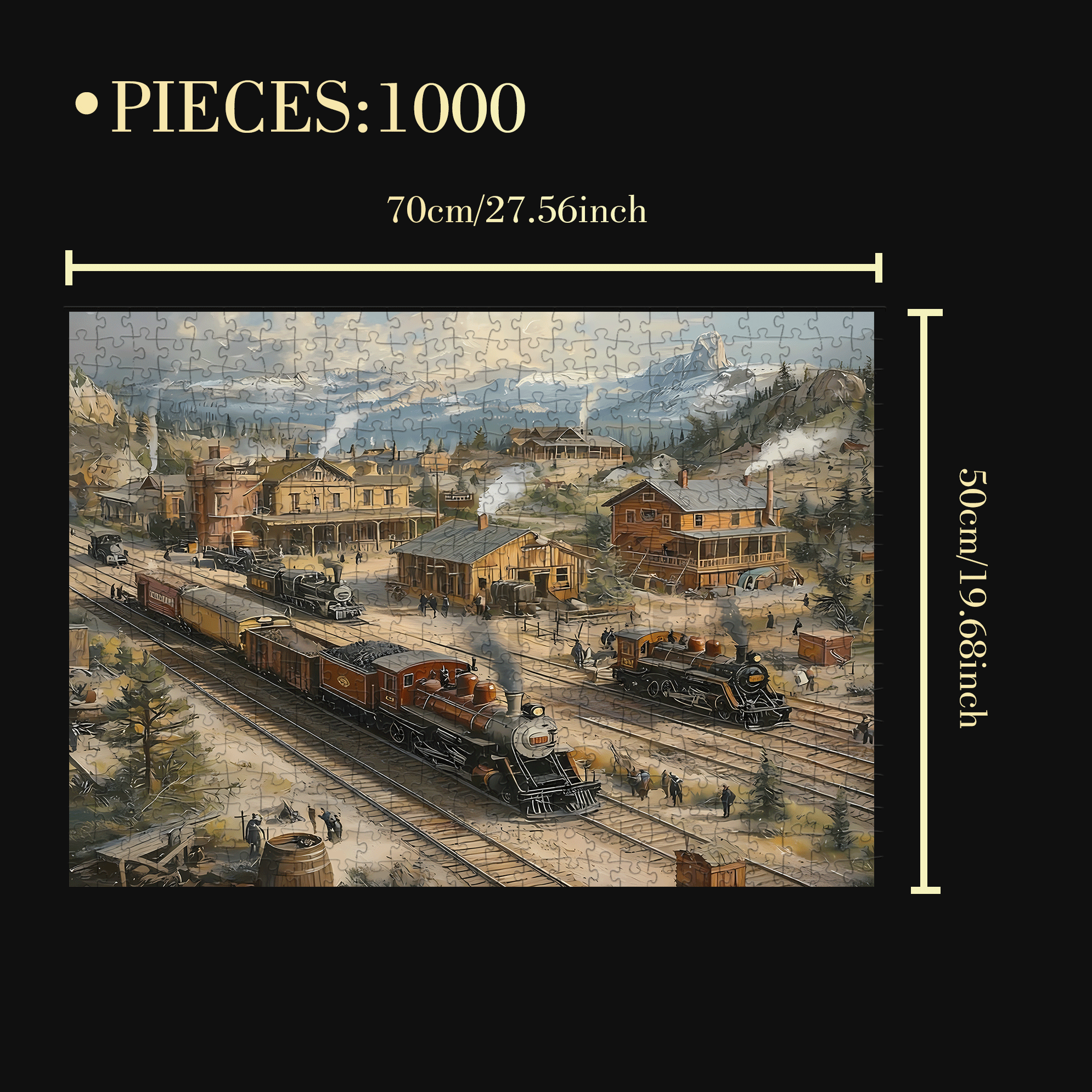 Steam Train & Railroad 500pcs/1000pcs Jigsaw Puzzle, Scratch-Resistant, Interactive Family Game & Brain-Boosting DIY Decor, Perfect for Halloween, Christmas & New Year Gifts, Family Puzzle Game