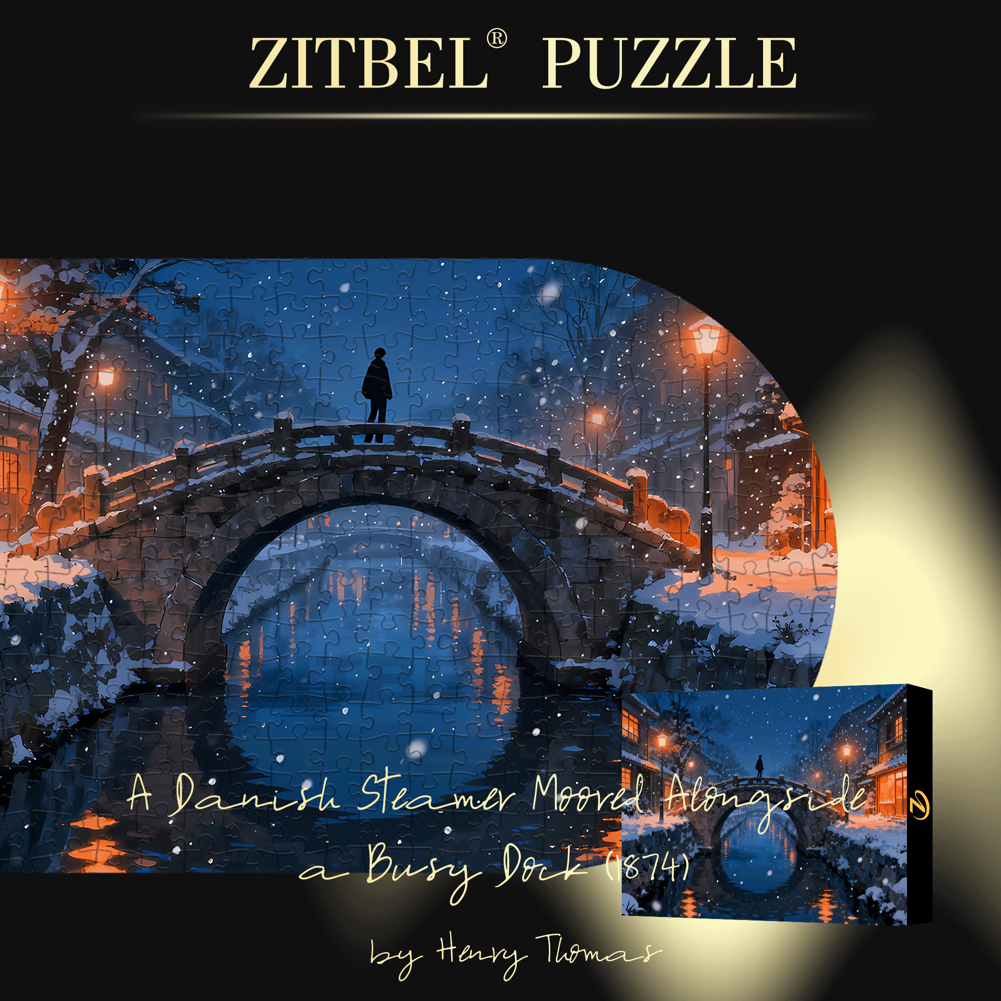 Stone Arch Bridge On A Snowy Night 500pcs/1000pcs Jigsaw Puzzle, Scratch-Resistant, Interactive Family Game & Brain-Boosting DIY Decor, Perfect for Halloween, Christmas & New Year Gifts, Family Puzzle Game