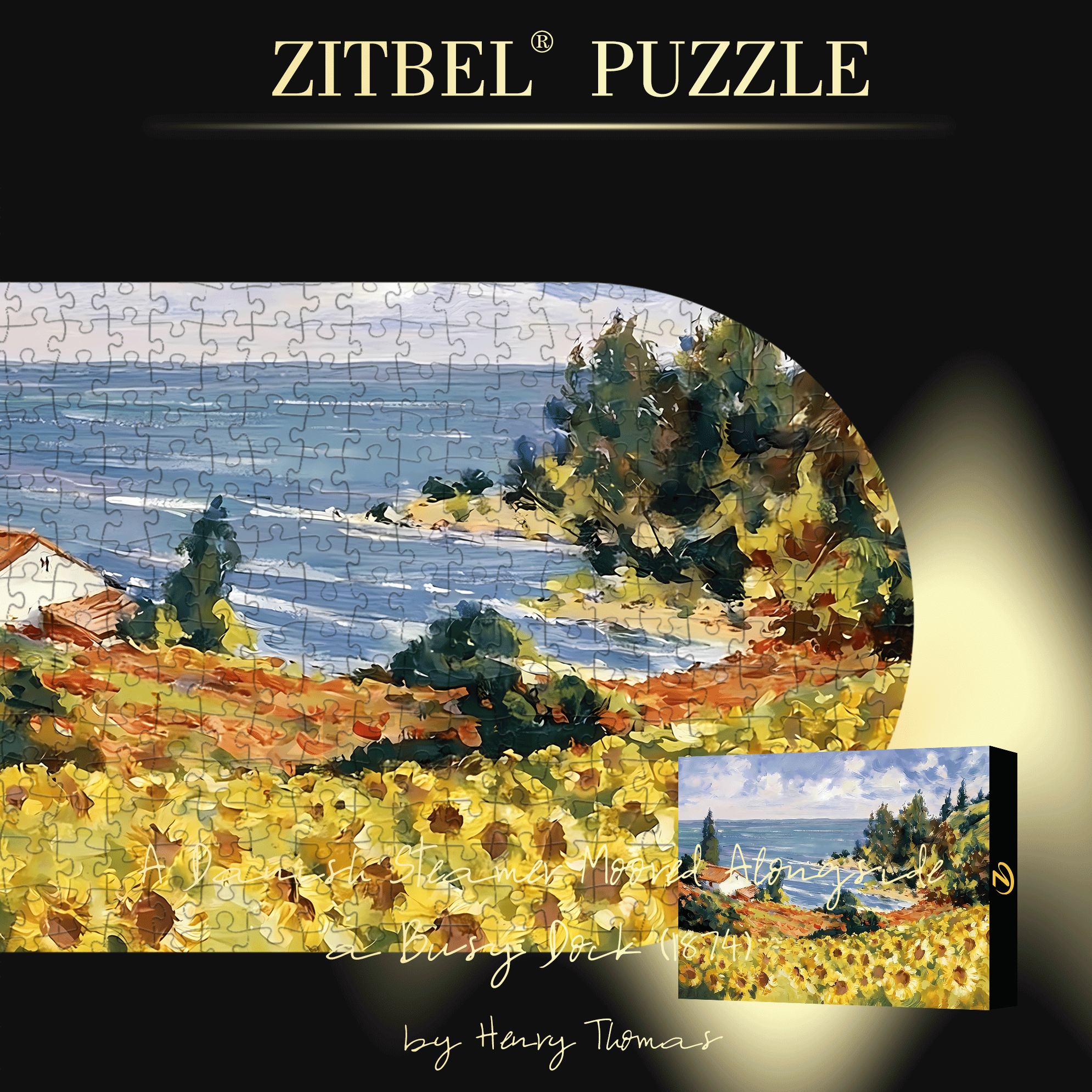 Sunflower Coast 500pcs/1000pcs Jigsaw Puzzle, Scratch-Resistant, Interactive Family Game & Brain-Boosting DIY Decor, Perfect for Halloween, Christmas & New Year Gifts, Family Puzzle Game