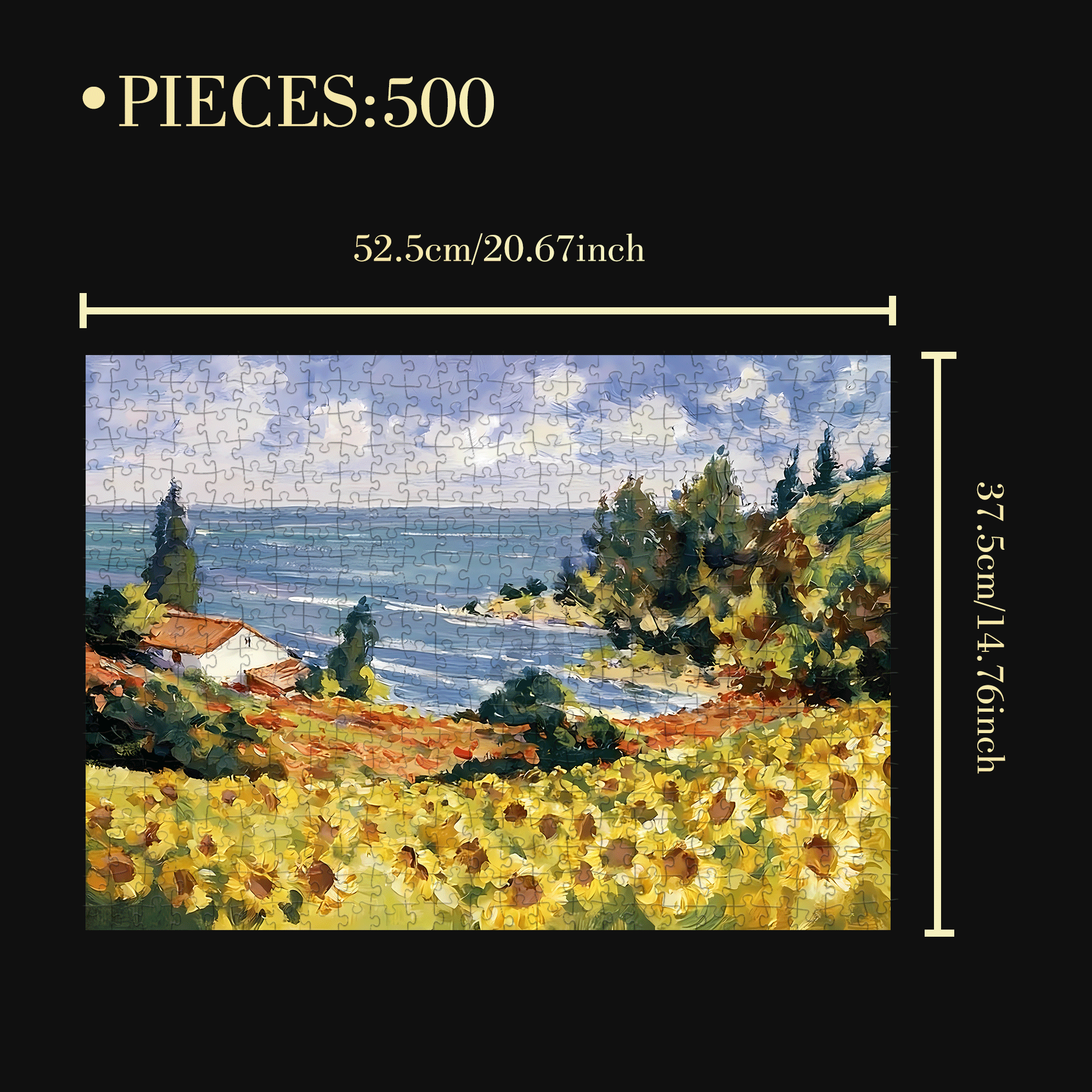 Sunflower Coast 500pcs/1000pcs Jigsaw Puzzle, Scratch-Resistant, Interactive Family Game & Brain-Boosting DIY Decor, Perfect for Halloween, Christmas & New Year Gifts, Family Puzzle Game